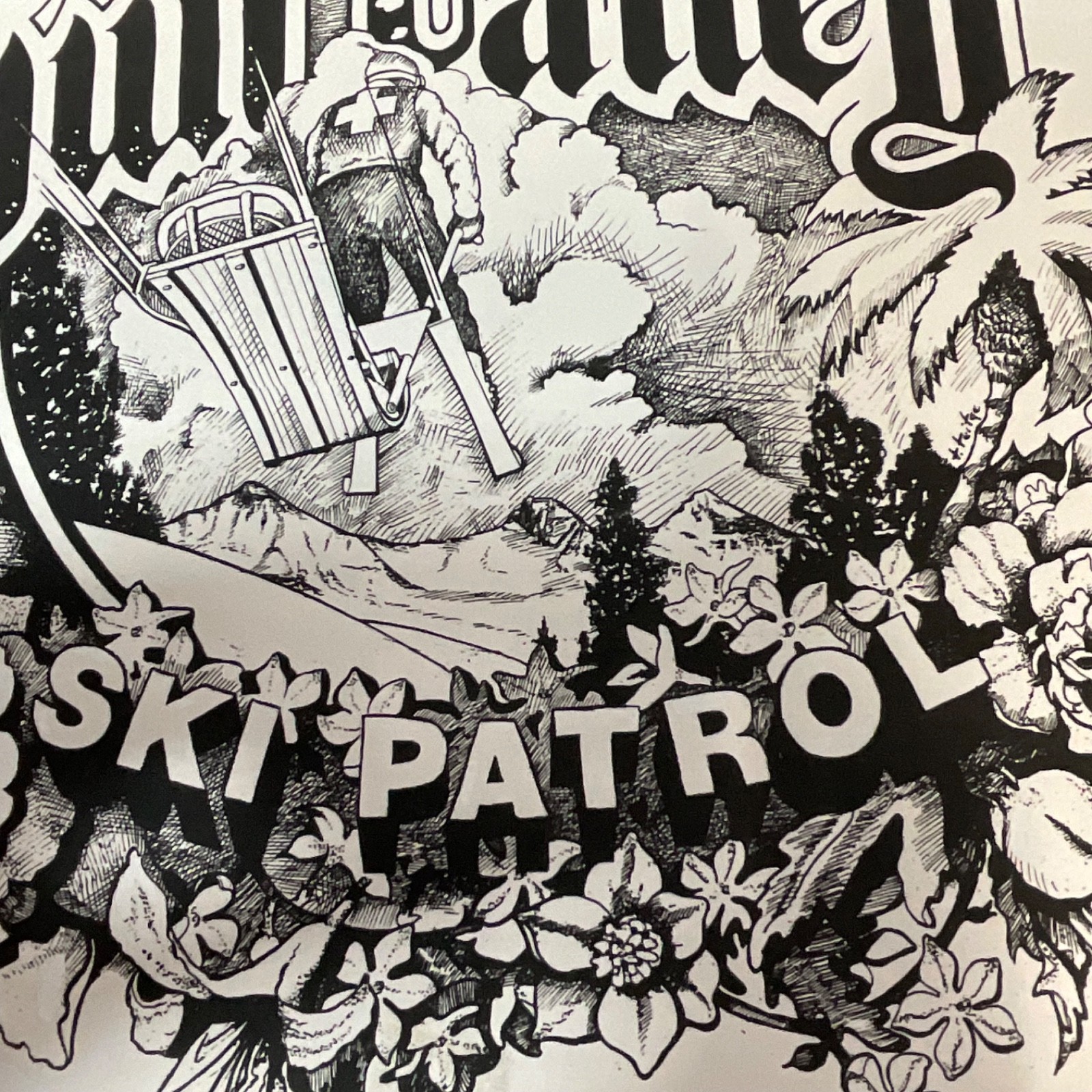 Sun Valley Ski Patrol Paper Art Print T Teige Black White 16x12in - Image 22