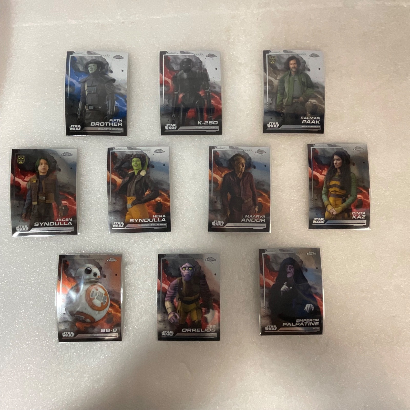 2024 Topps Chrome Star Wars 10 Card Lot Palpatine BB-8 Debut Hera - Image 1