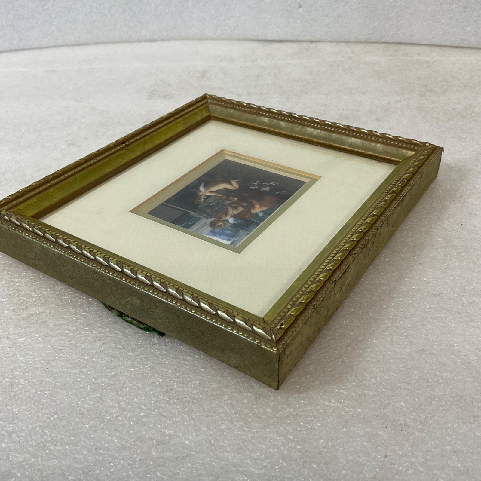 Framed Cherub Angel Art Print Gold Tone Frame 8.5in Robert Grace - Image 4