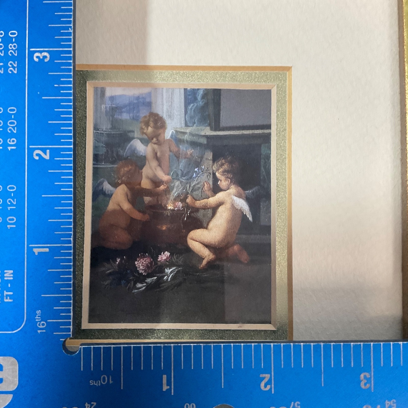 Framed Cherub Angel Art Print Gold Tone Frame 8.5in Robert Grace - Image 10