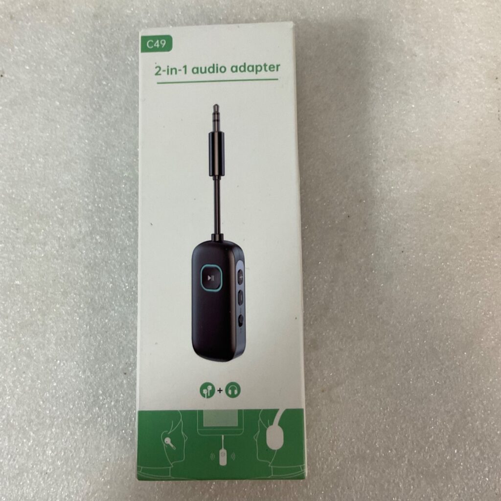 C49 2-in-1 Bluetooth Audio Adapter 3.5mm Transmitter Receiver Black - Image 1