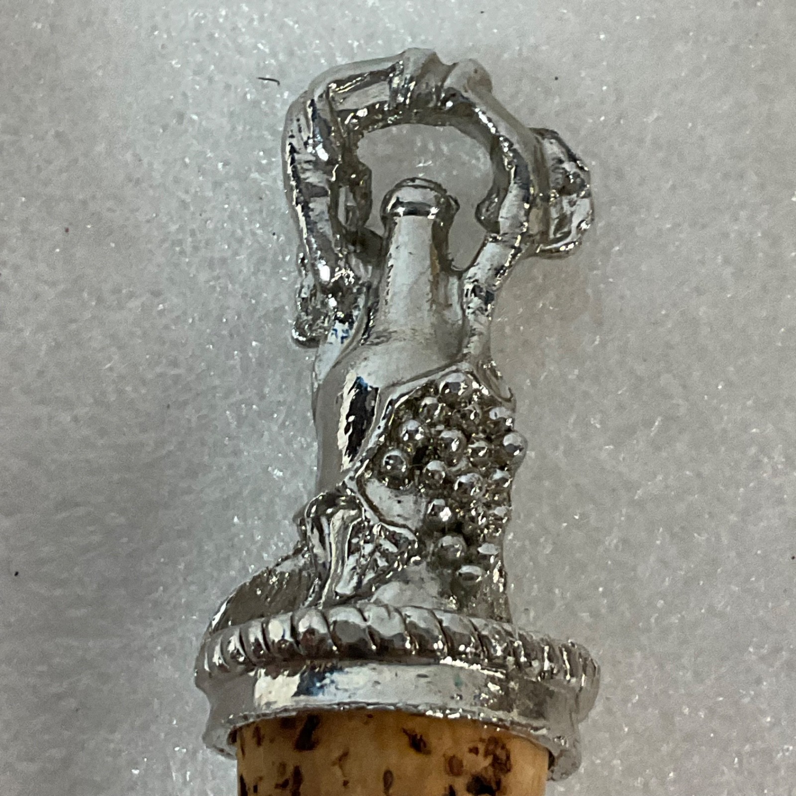 2 Metal Top Wine Bottle Cork Stoppers Grape Barrel Figural Barware - Image 8
