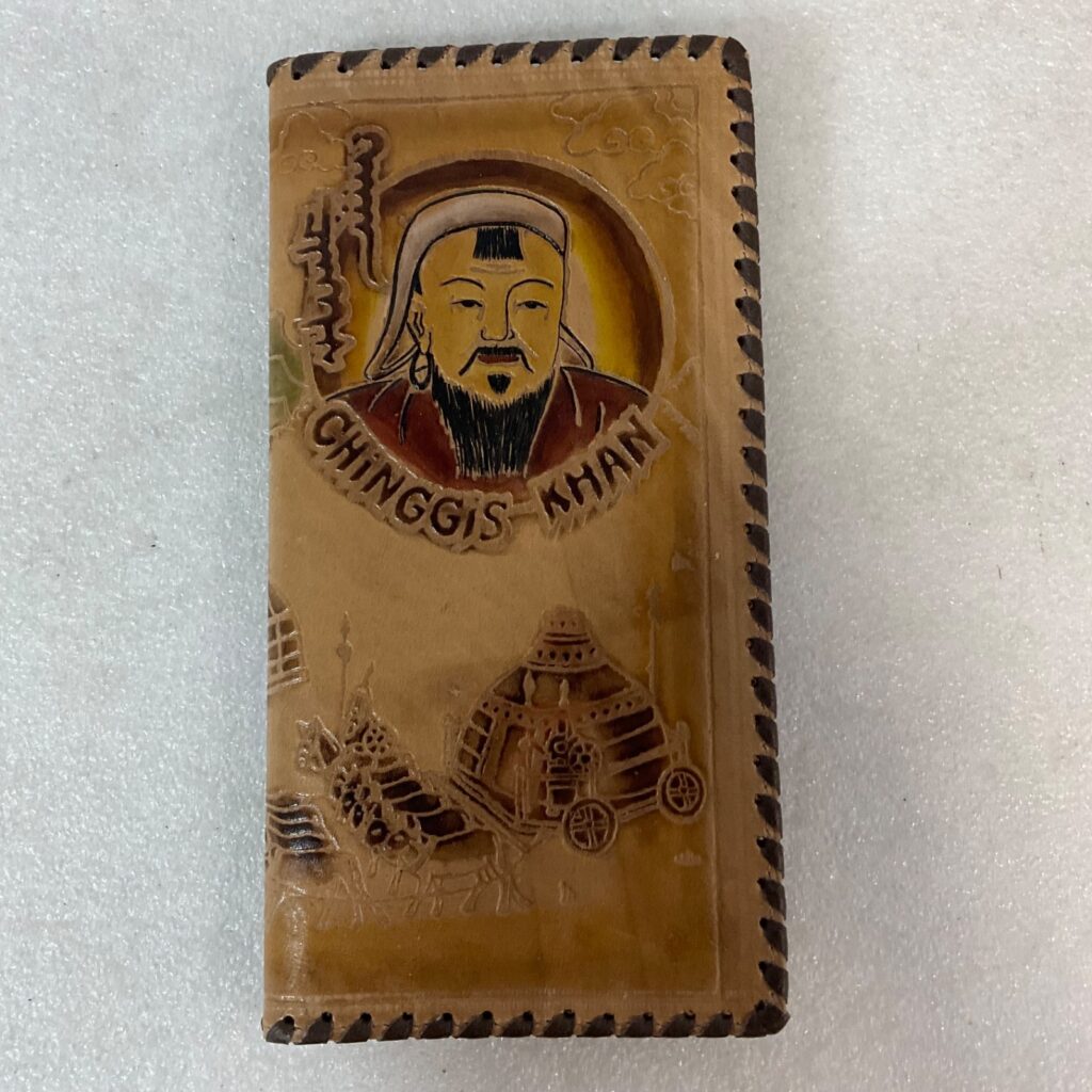 Chinggis Khan Leather Wallet Mongolia Tooled Bifold Montulga Co Ltd Genghis Khan - Image 1