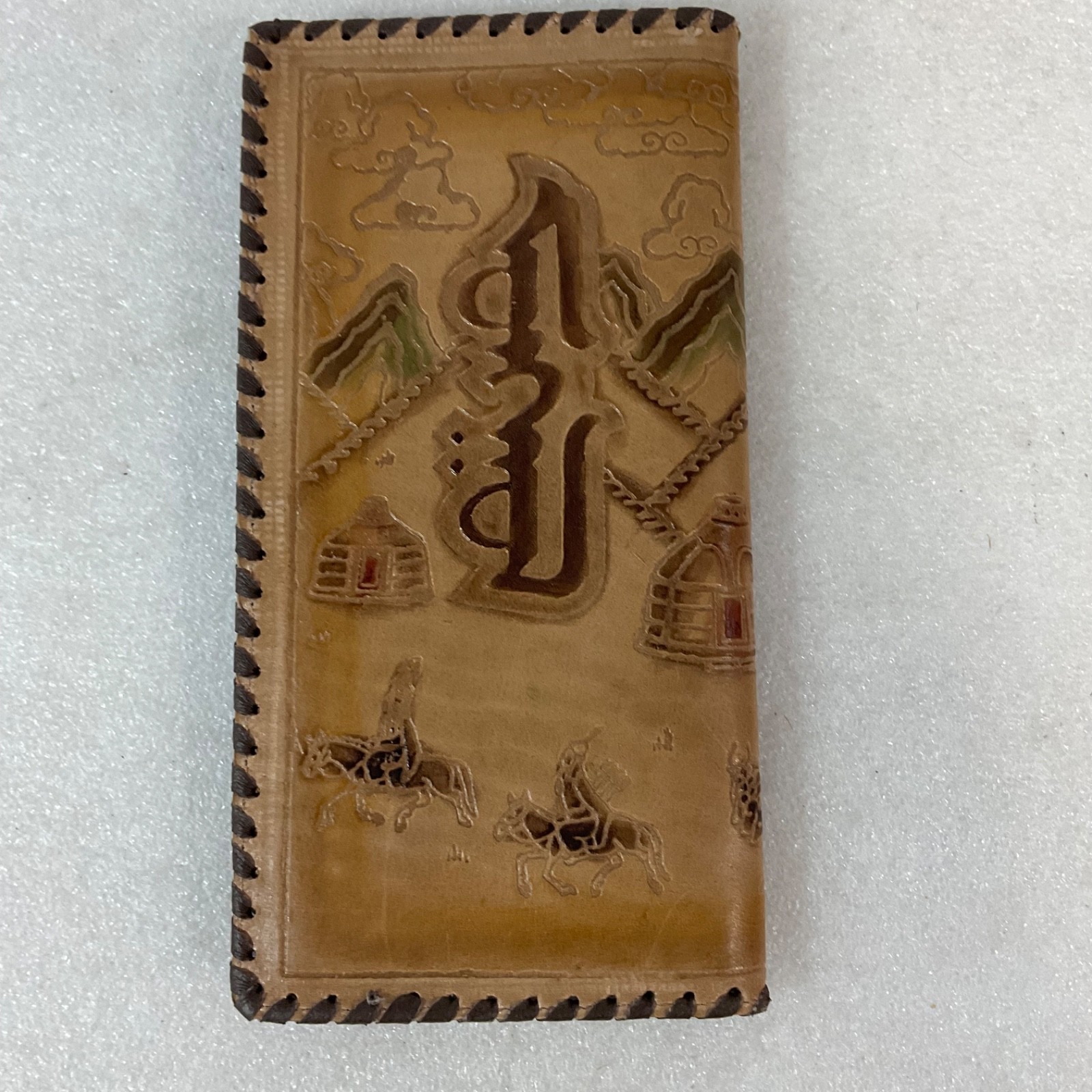 Chinggis Khan Leather Wallet Mongolia Tooled Bifold Montulga Co Ltd Genghis Khan - Image 2