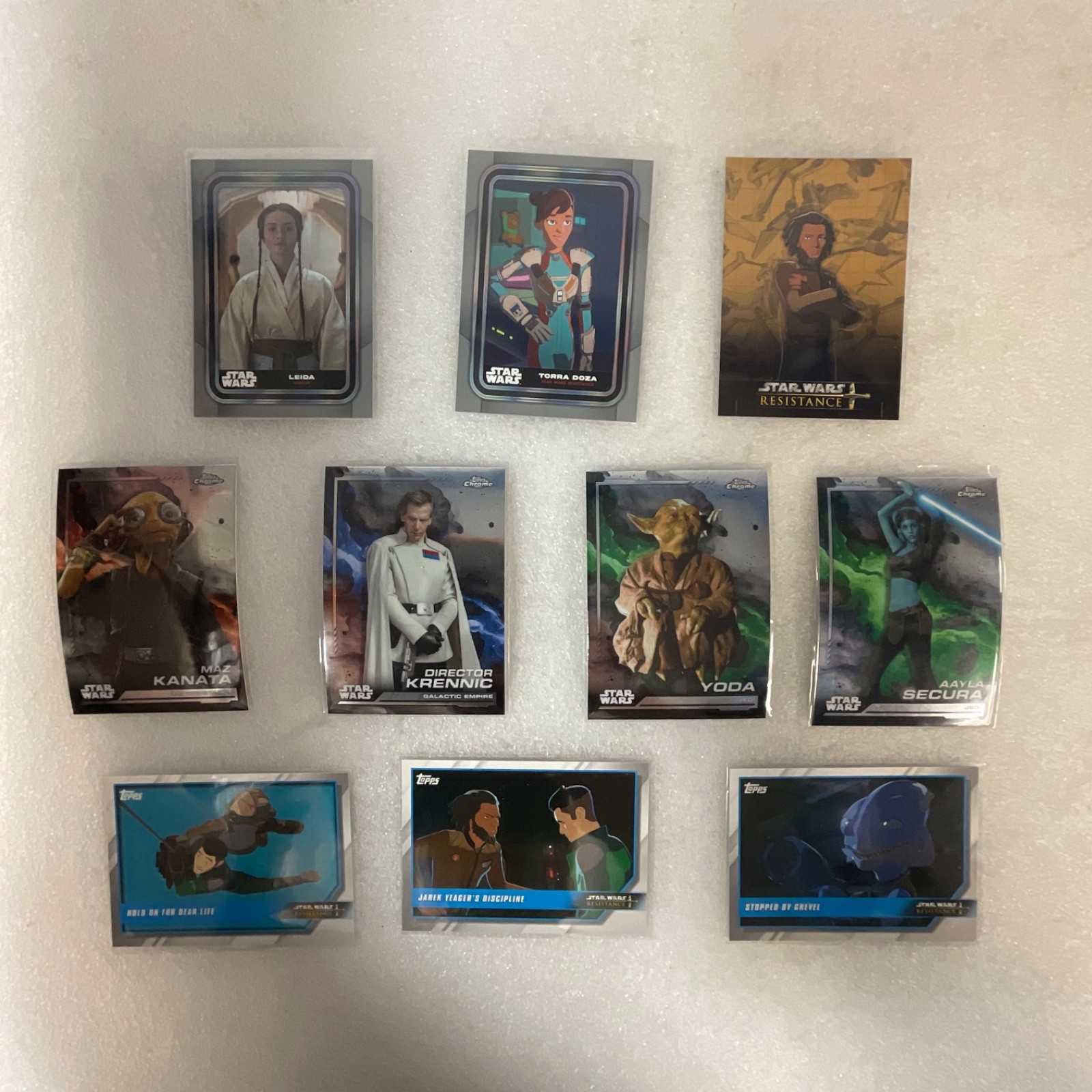 2024 Topps Chrome Star Wars 10 Card Lot Yoda Maz Krennic Leida Resistance - Image 1