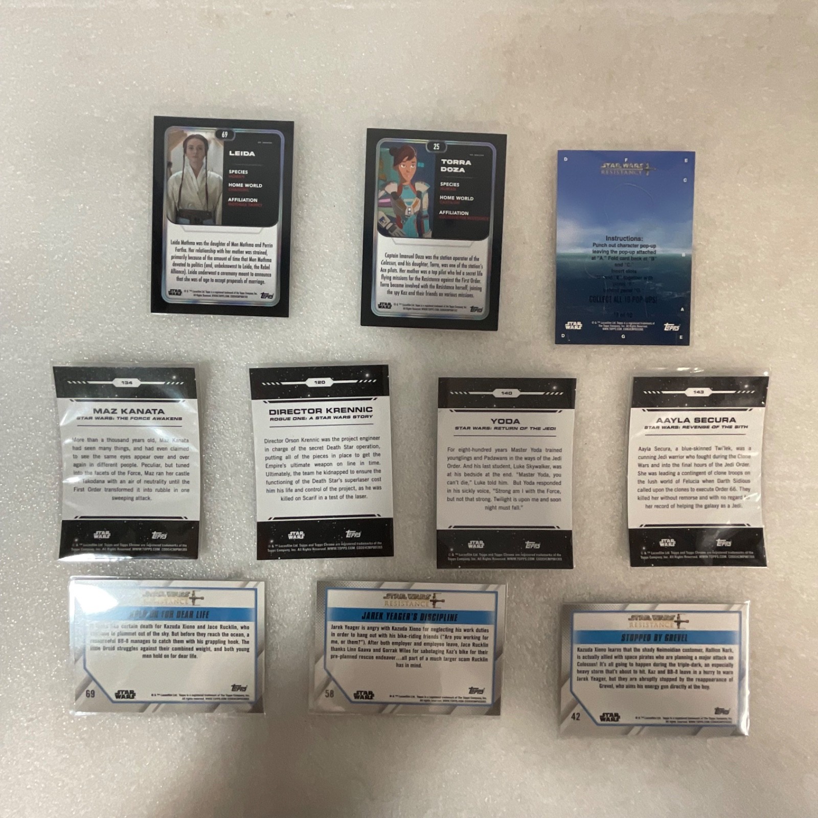 2024 Topps Chrome Star Wars 10 Card Lot Yoda Maz Krennic Leida Resistance - Image 2