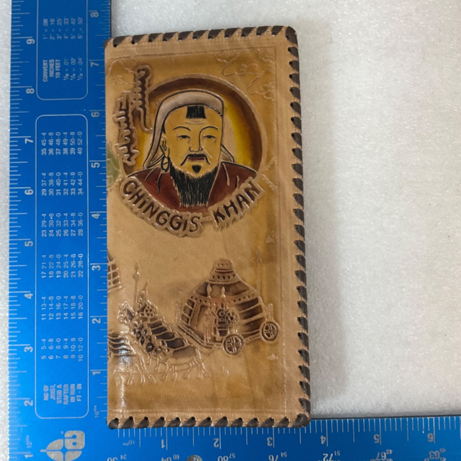 Chinggis Khan Leather Wallet Mongolia Tooled Bifold Montulga Co Ltd Genghis Khan - Image 12
