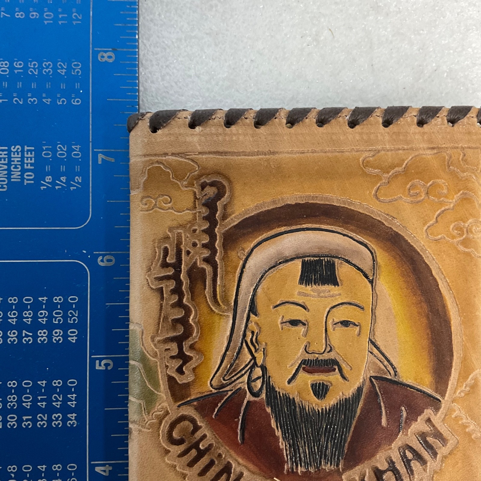 Chinggis Khan Leather Wallet Mongolia Tooled Bifold Montulga Co Ltd Genghis Khan - Image 14