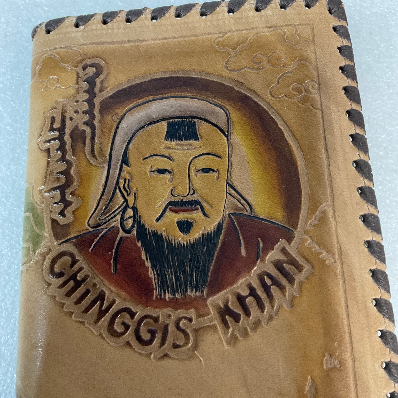 Chinggis Khan Leather Wallet Mongolia Tooled Bifold Montulga Co Ltd Genghis Khan - Image 19