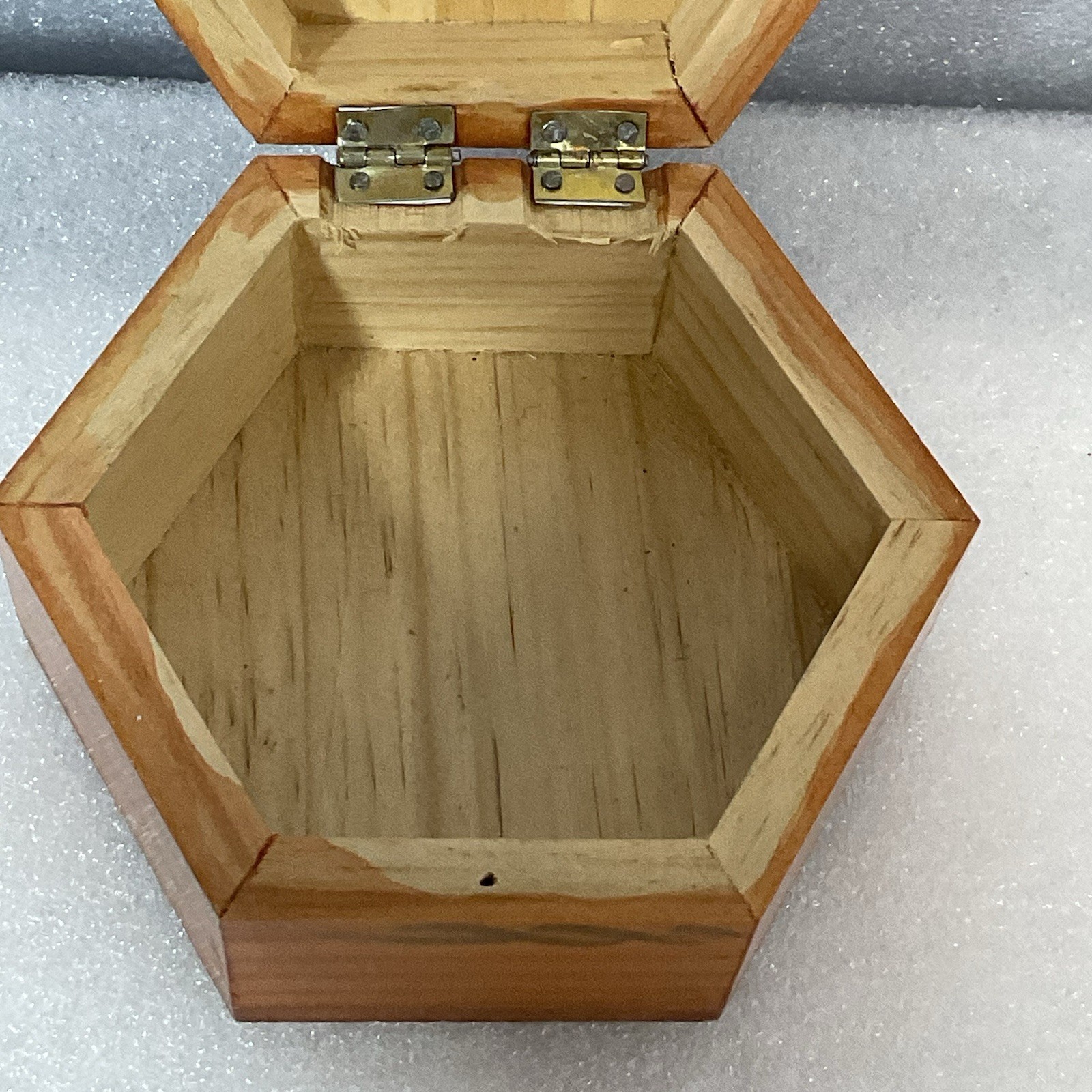 Hexagon Wooden Trinket Box Hand Painted Butterfly Floral Hinged Jewelry Storage - Image 10