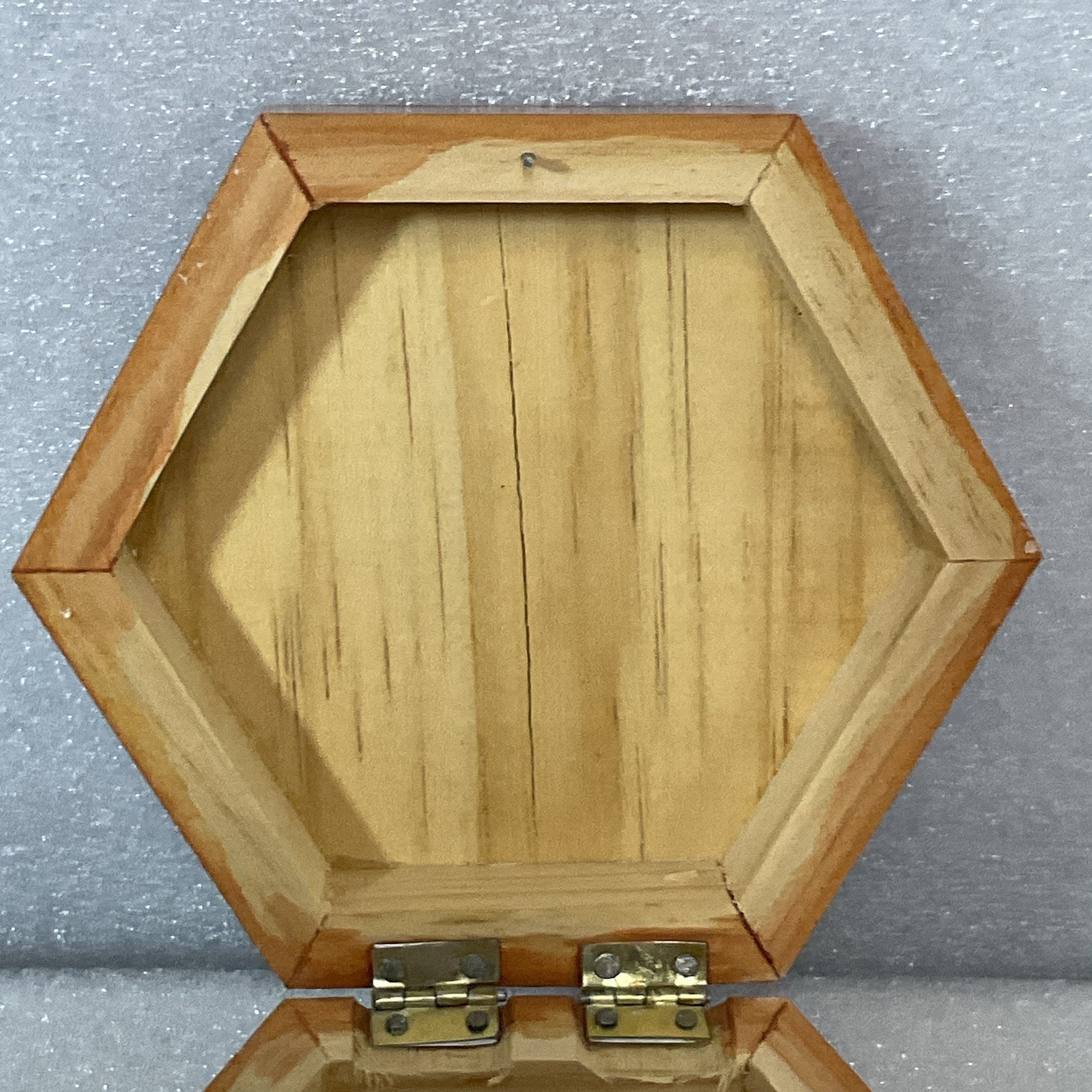 Hexagon Wooden Trinket Box Hand Painted Butterfly Floral Hinged Jewelry Storage - Image 11