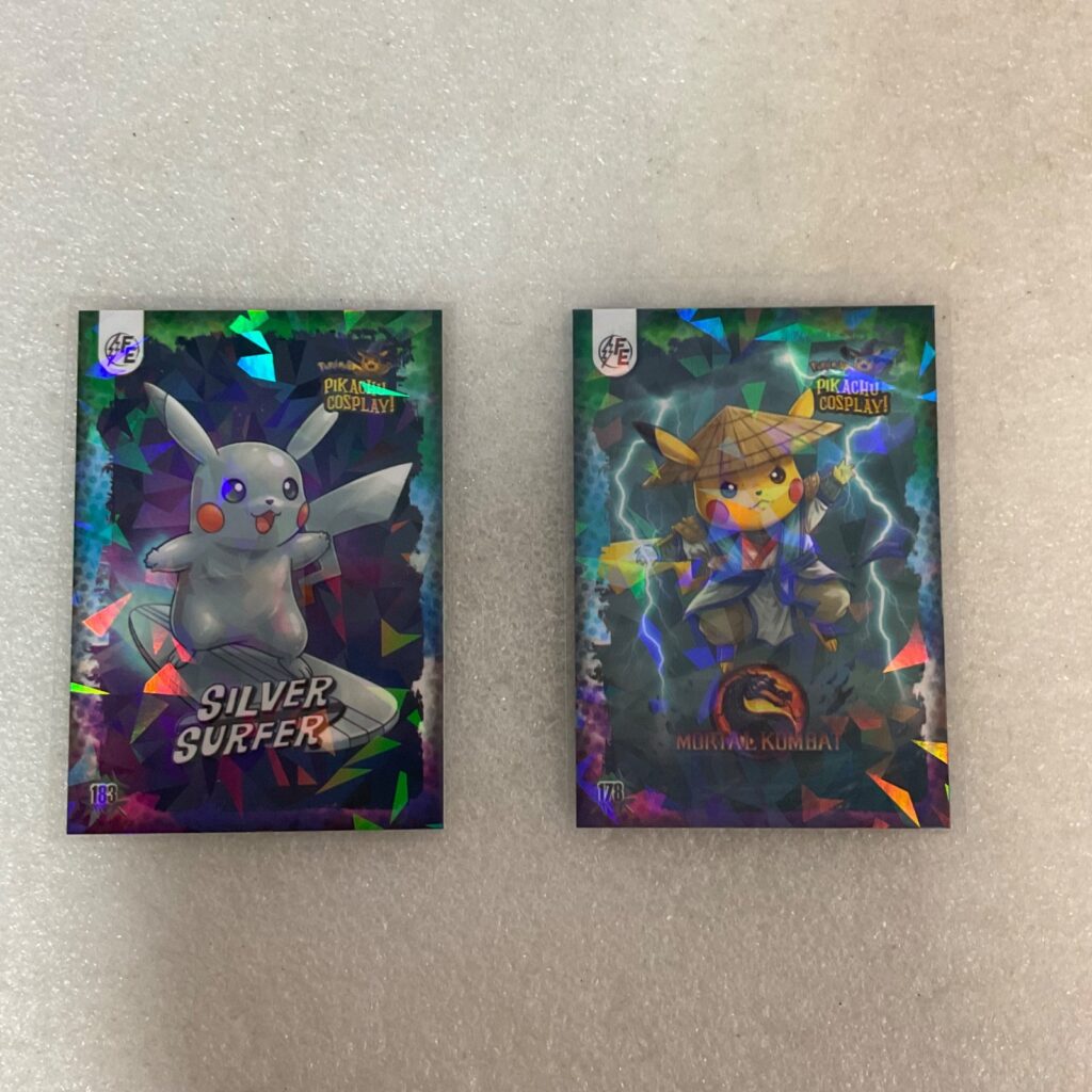 Pikachu Cosplay Custom Art Holo Cards Lot of 2 Silver Surfer Mortal Kombat - Image 1