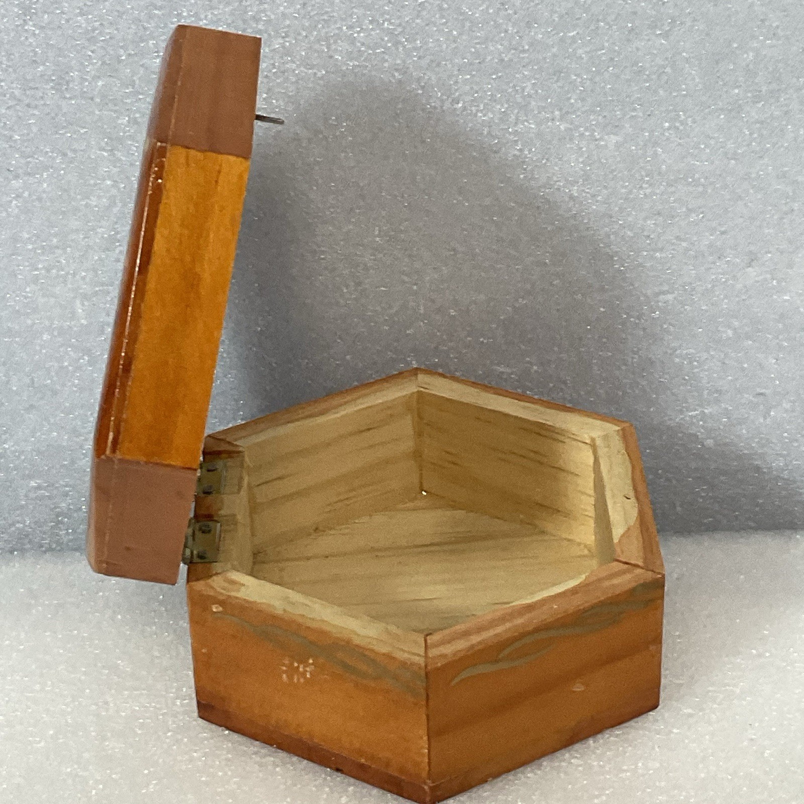 Hexagon Wooden Trinket Box Hand Painted Butterfly Floral Hinged Jewelry Storage - Image 12
