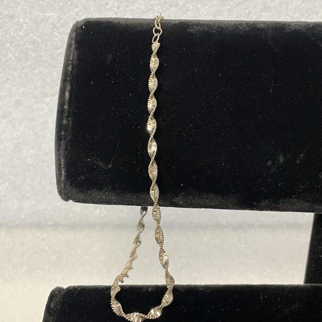925 Sterling Silver Italy Twisted Rope Chain Anklet 9.5" Women’s Jewelry 3.18g - Image 1