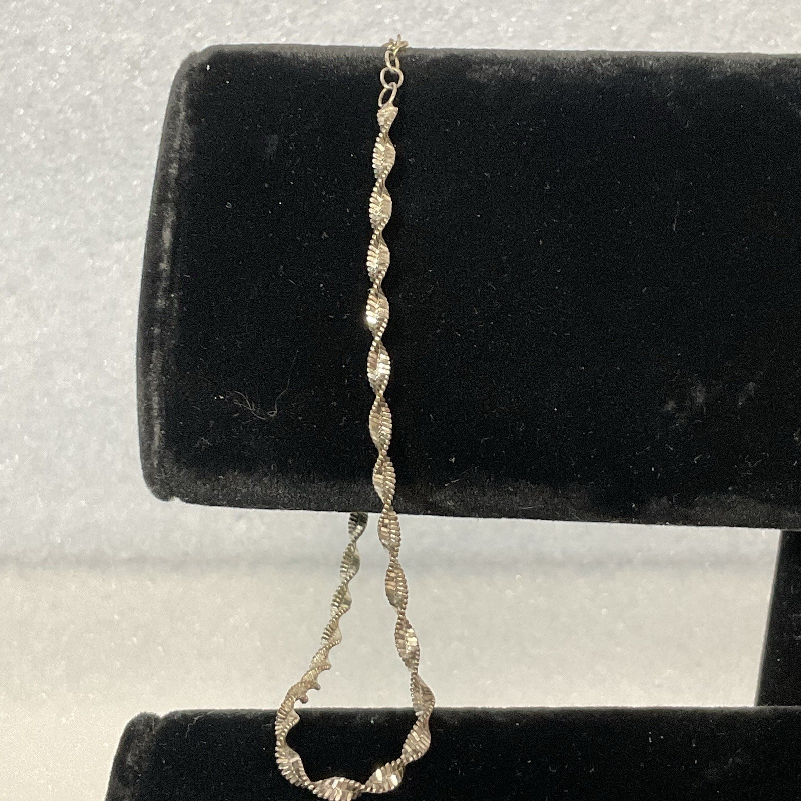 925 Sterling Silver Italy Twisted Rope Chain Anklet 9.5" Women’s Jewelry 3.18g - Image 1