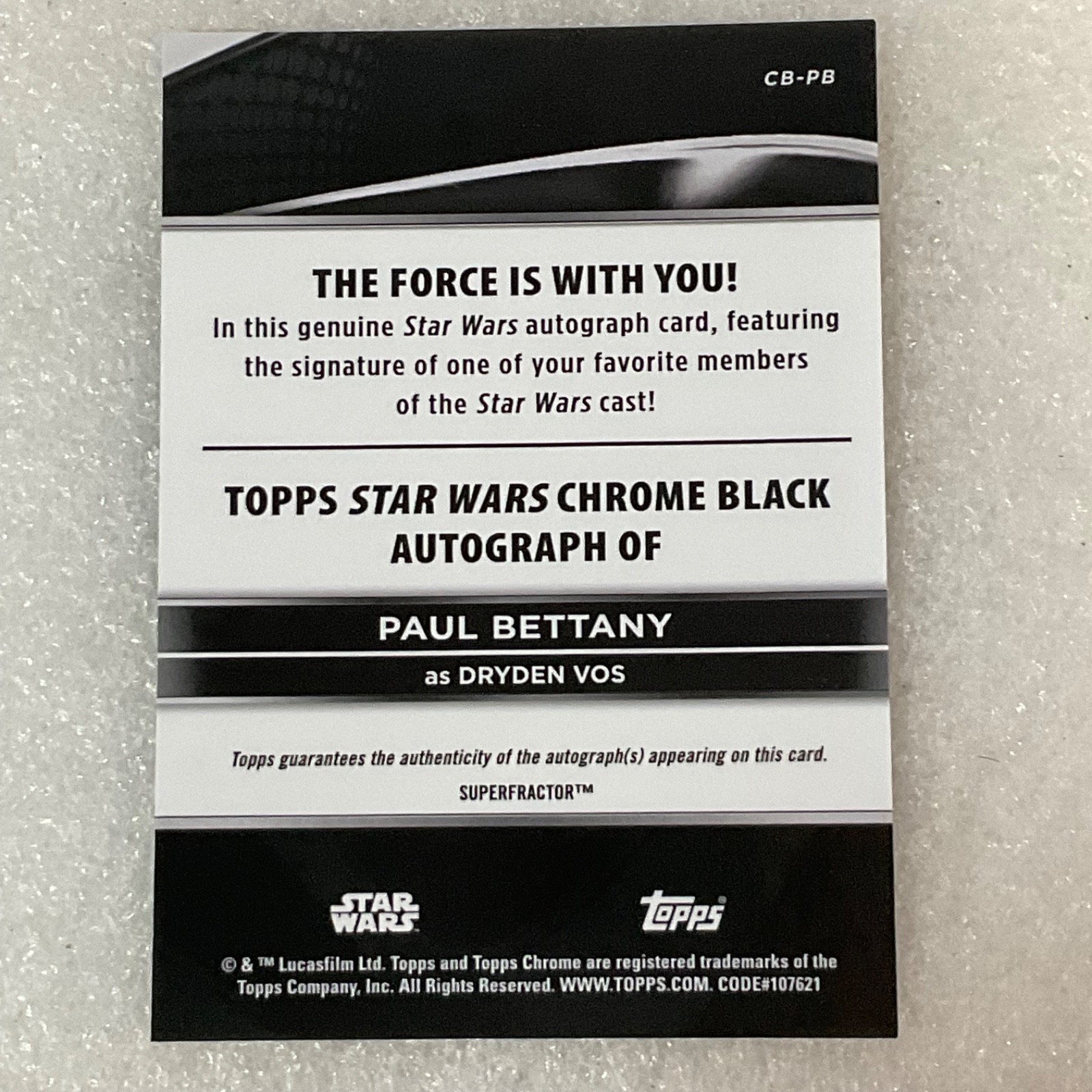 Star Wars Smugglers Outpost Dryden Vos Paul Bettany Auto 1/1 CB-PB - Image 10