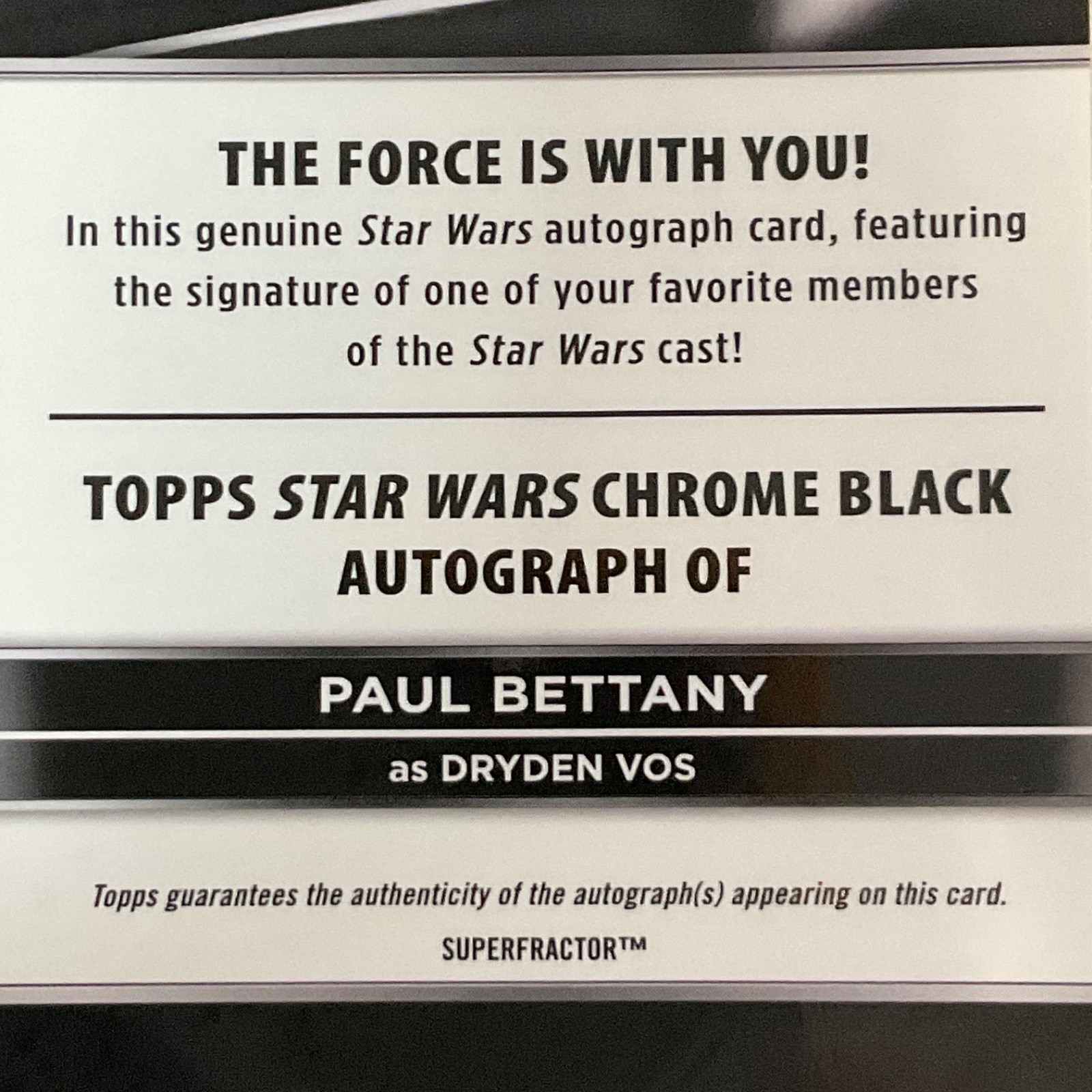 Star Wars Smugglers Outpost Dryden Vos Paul Bettany Auto 1/1 CB-PB - Image 11