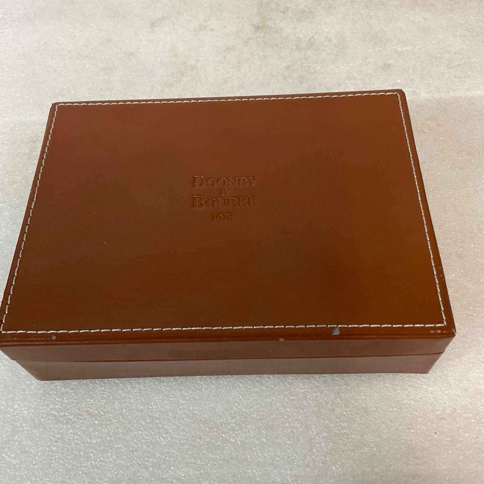 Dooney & Bourke 1975 Brown Storage Box Marbled Interior 8.75in - Image 2