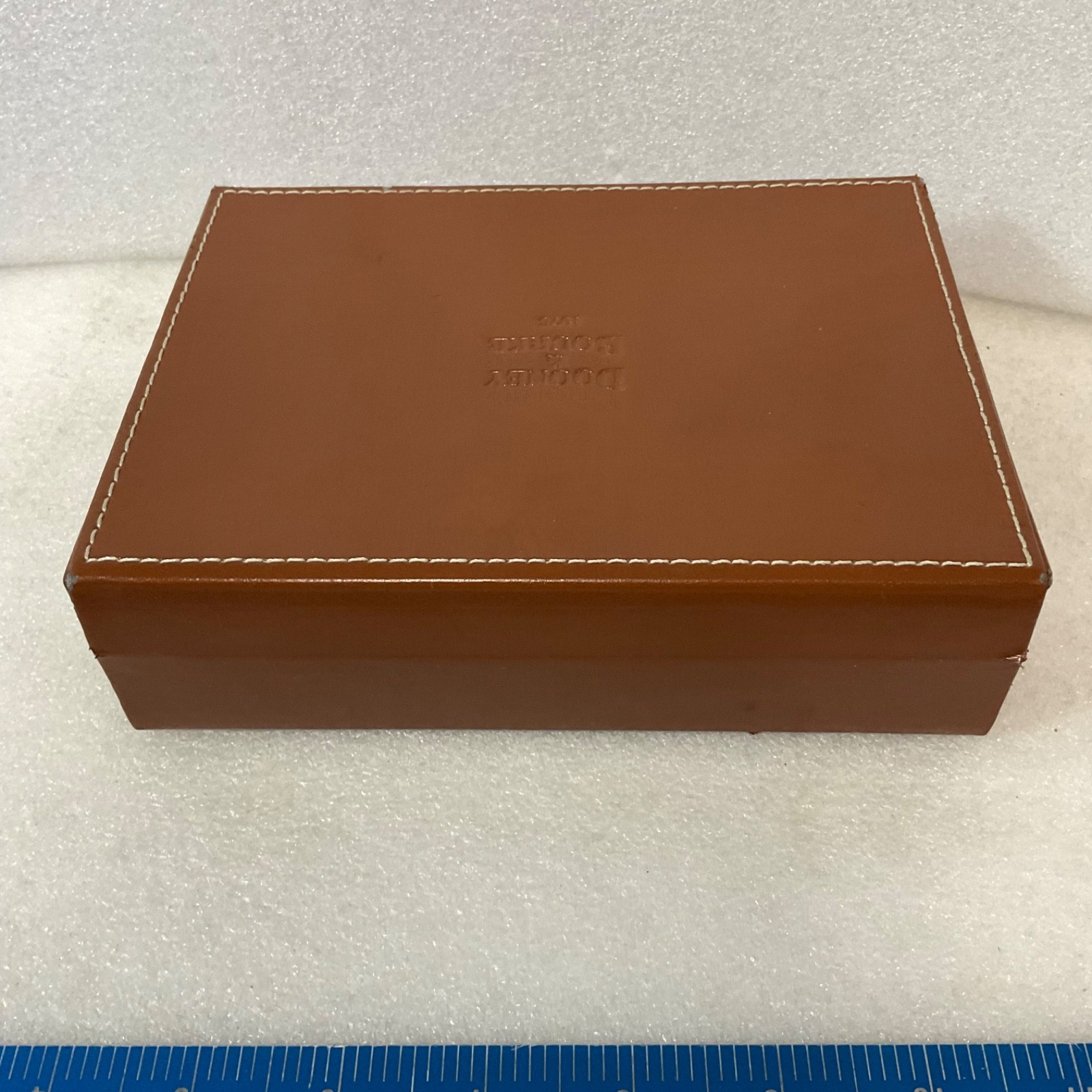 Dooney & Bourke 1975 Brown Storage Box Marbled Interior 8.75in - Image 6