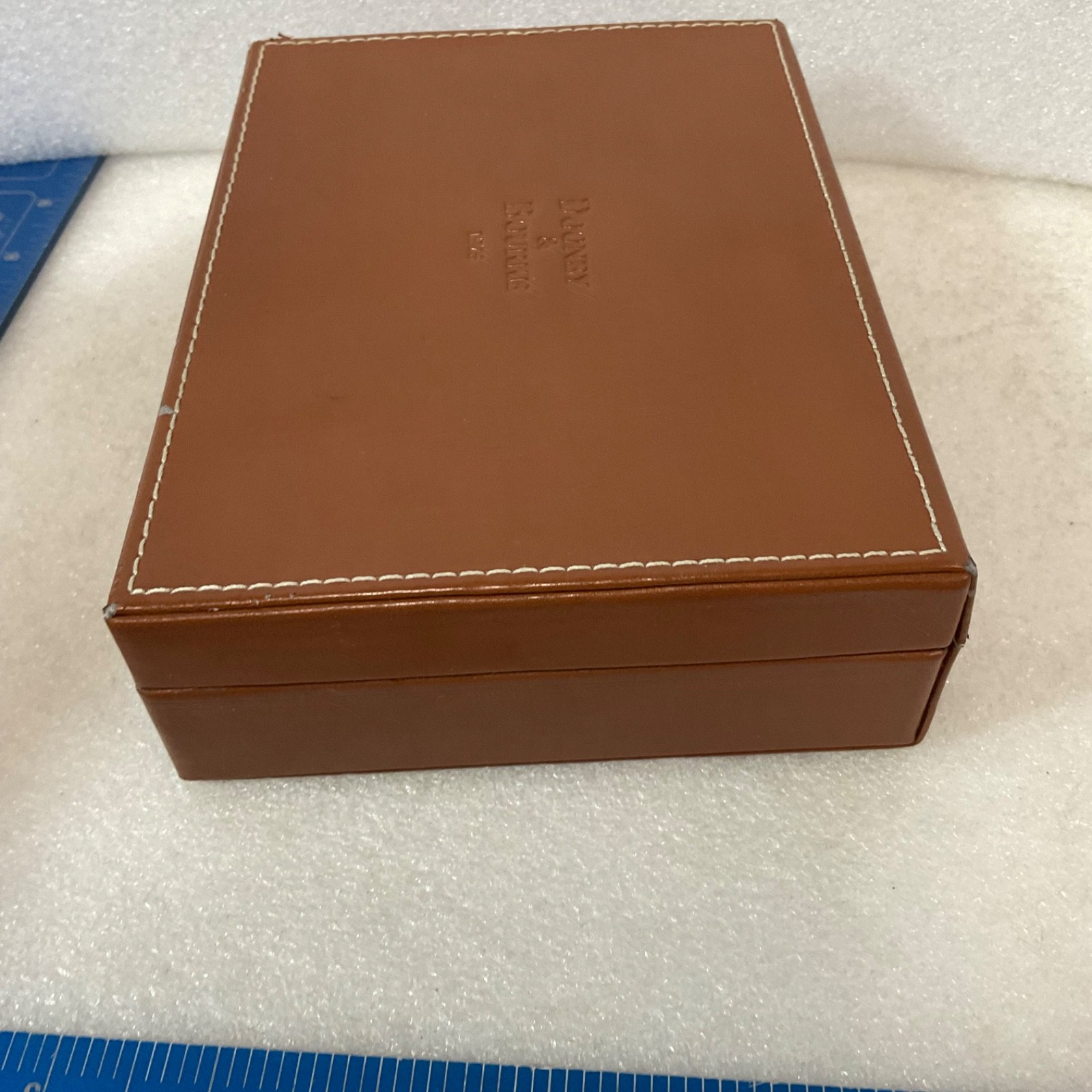Dooney & Bourke 1975 Brown Storage Box Marbled Interior 8.75in - Image 7