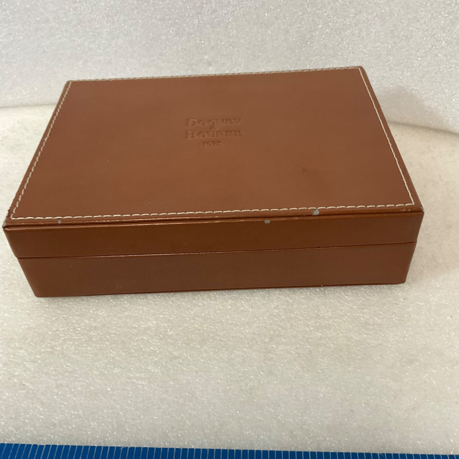 Dooney & Bourke 1975 Brown Storage Box Marbled Interior 8.75in - Image 8
