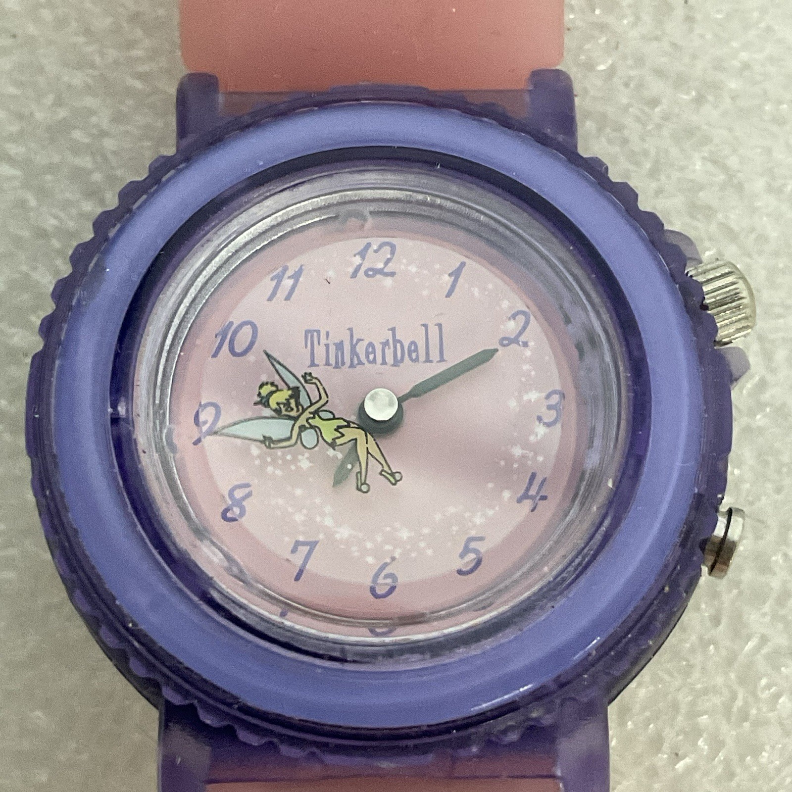 Disney Tinkerbell Watch M10077 Pink Purple Youth Girls Analog Quartz Rare Worn - Image 1