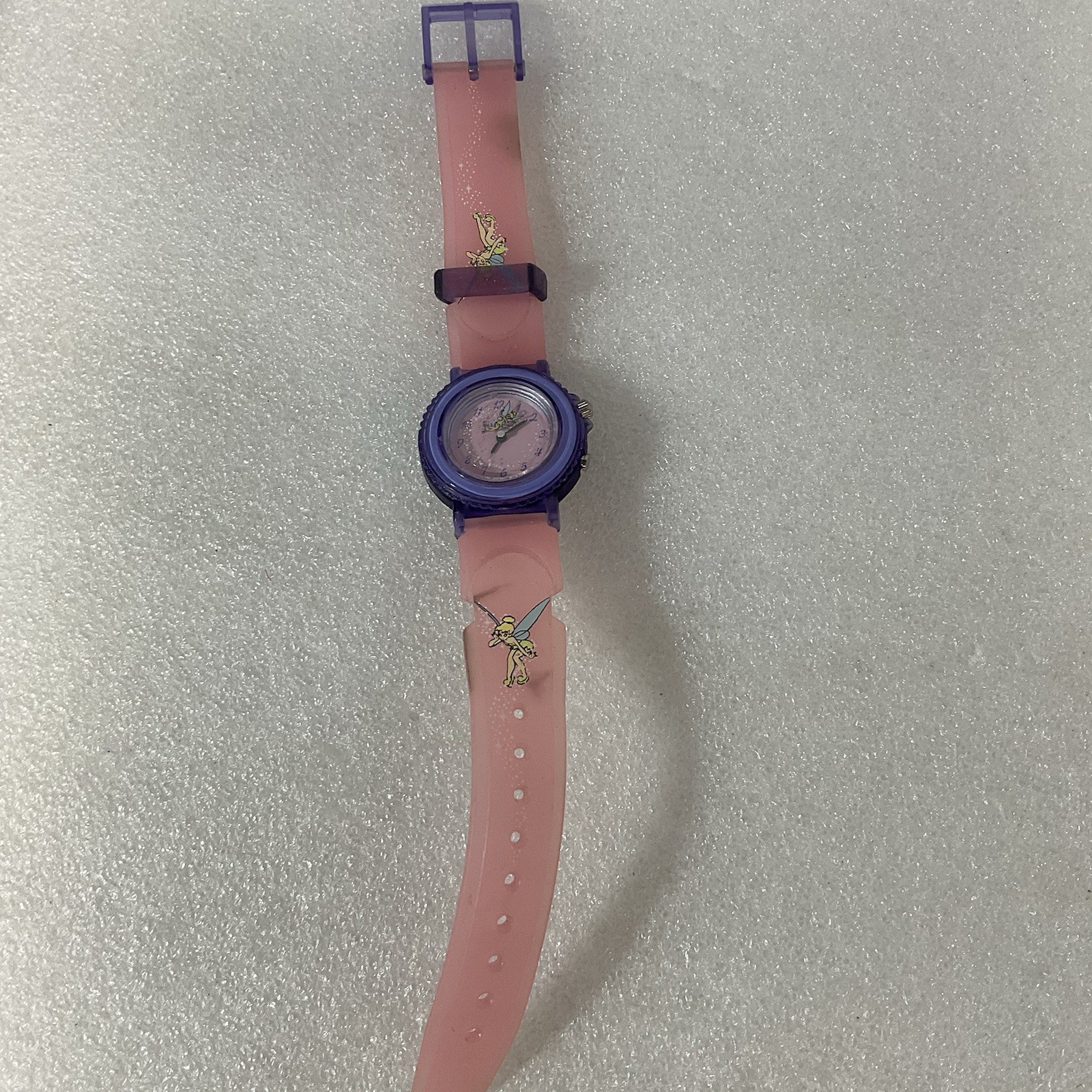 Disney Tinkerbell Watch M10077 Pink Purple Youth Girls Analog Quartz Rare Worn - Image 2