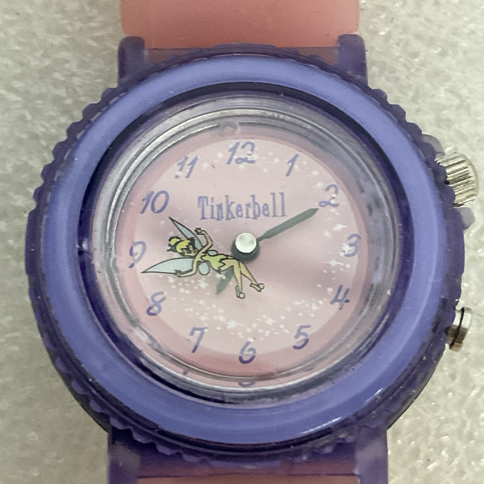 Disney Tinkerbell Watch M10077 Pink Purple Youth Girls Analog Quartz Rare Worn - Image 3