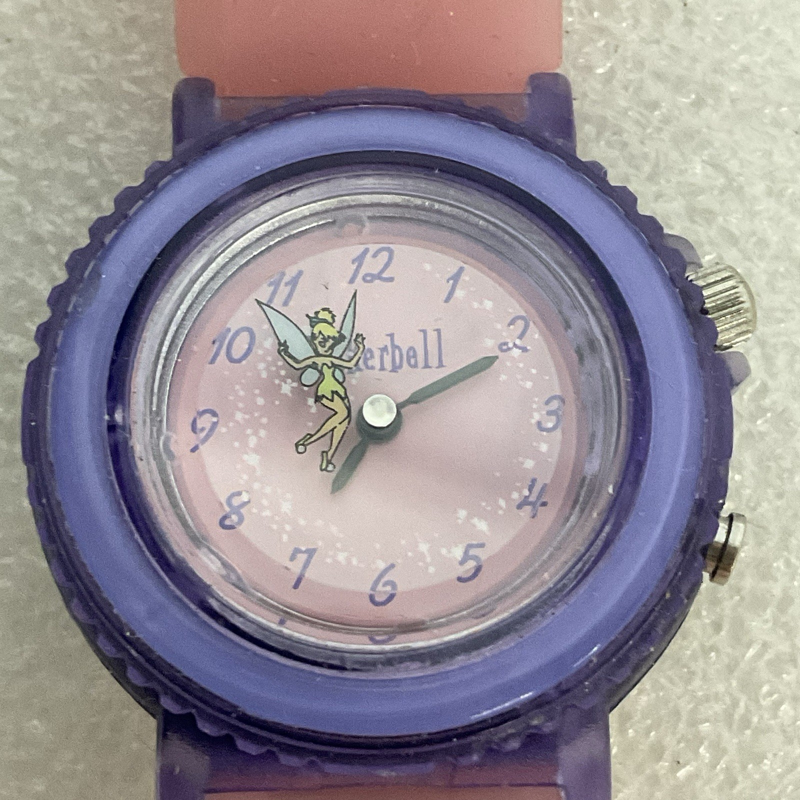 Disney Tinkerbell Watch M10077 Pink Purple Youth Girls Analog Quartz Rare Worn - Image 4