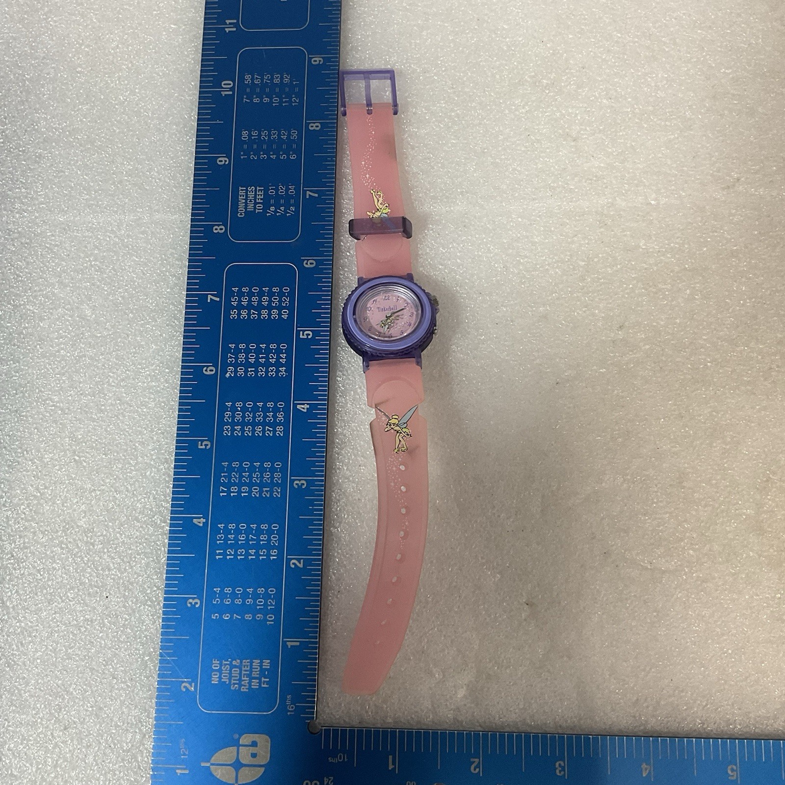 Disney Tinkerbell Watch M10077 Pink Purple Youth Girls Analog Quartz Rare Worn - Image 12