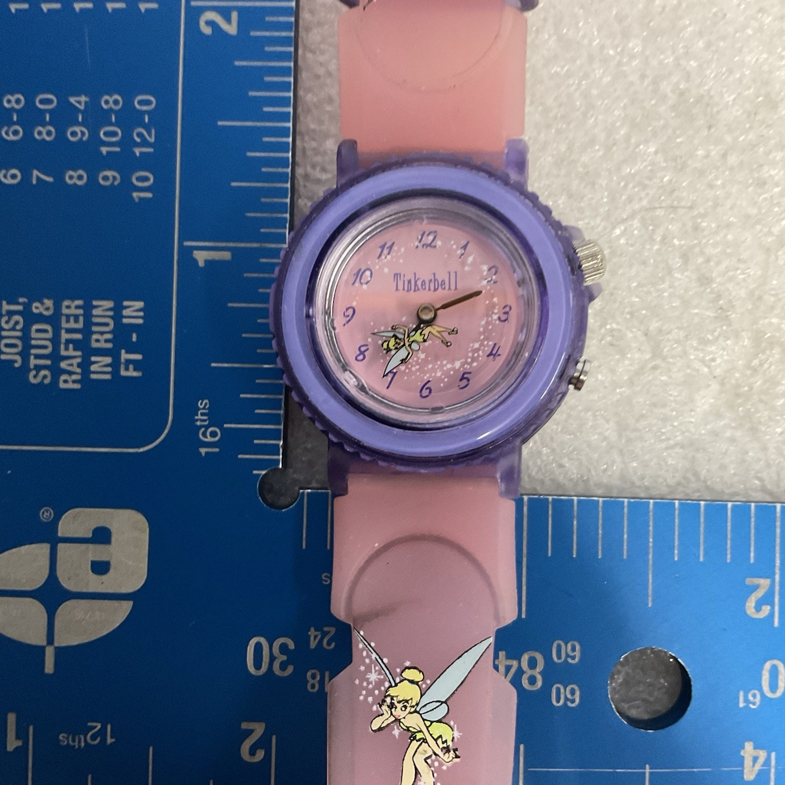 Disney Tinkerbell Watch M10077 Pink Purple Youth Girls Analog Quartz Rare Worn - Image 13