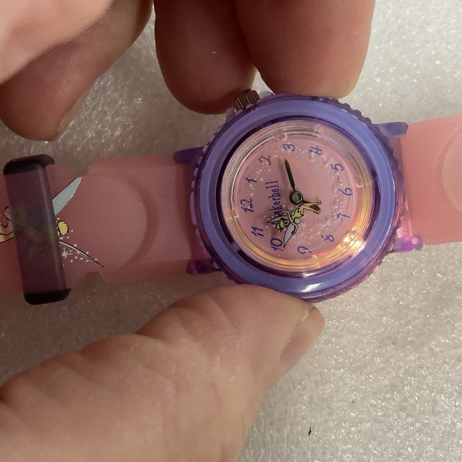 Disney Tinkerbell Watch M10077 Pink Purple Youth Girls Analog Quartz Rare Worn - Image 14