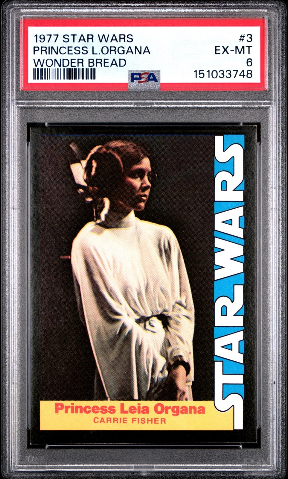 1977 Star Wars Wonder Bread #3 Princess Leia Organa #151033748 PSA 6 - Image 1