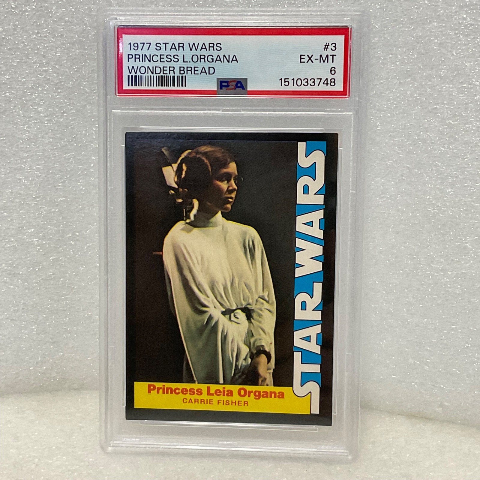 1977 Star Wars Wonder Bread #3 Princess Leia Organa #151033748 PSA 6 - Image 3