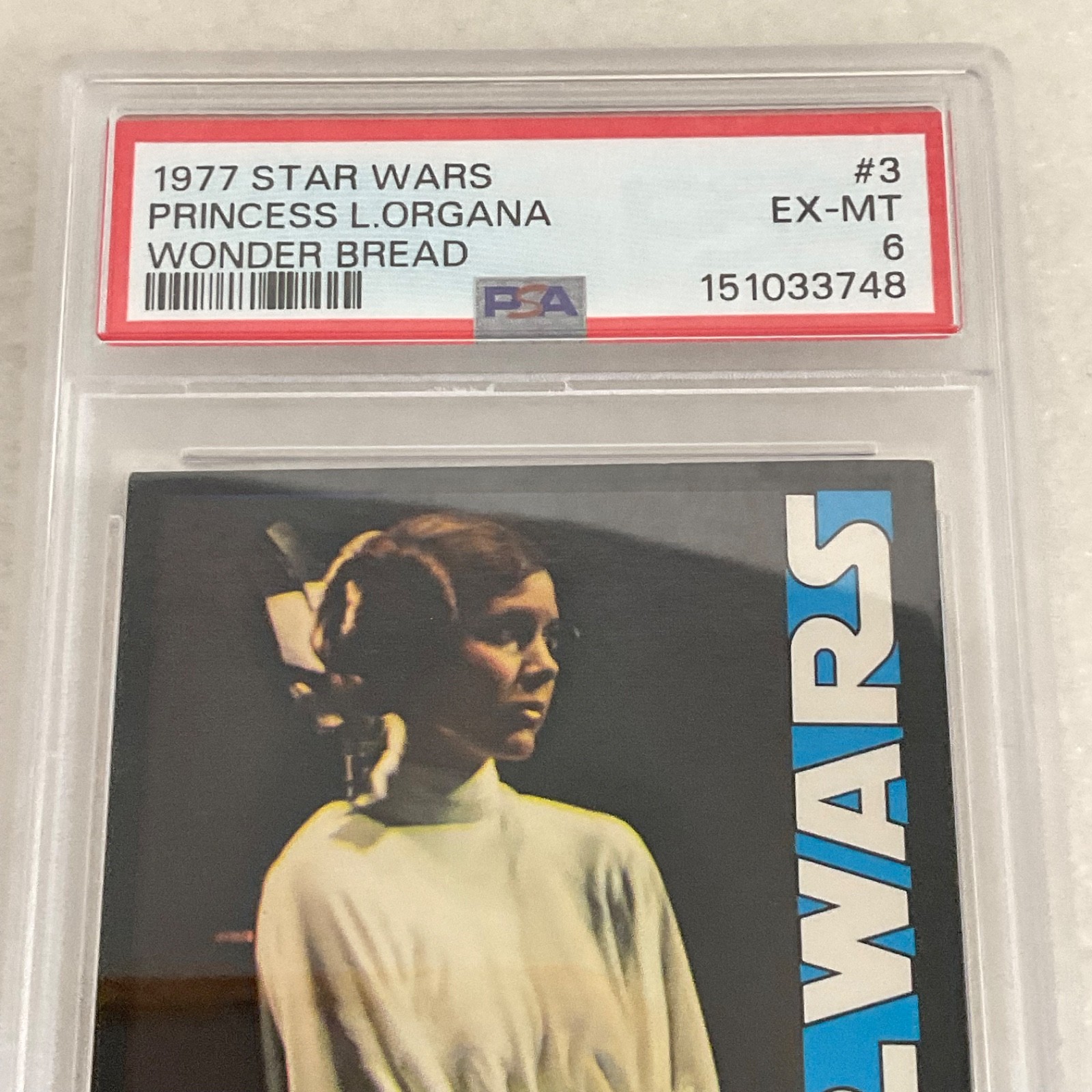 1977 Star Wars Wonder Bread #3 Princess Leia Organa #151033748 PSA 6 - Image 7