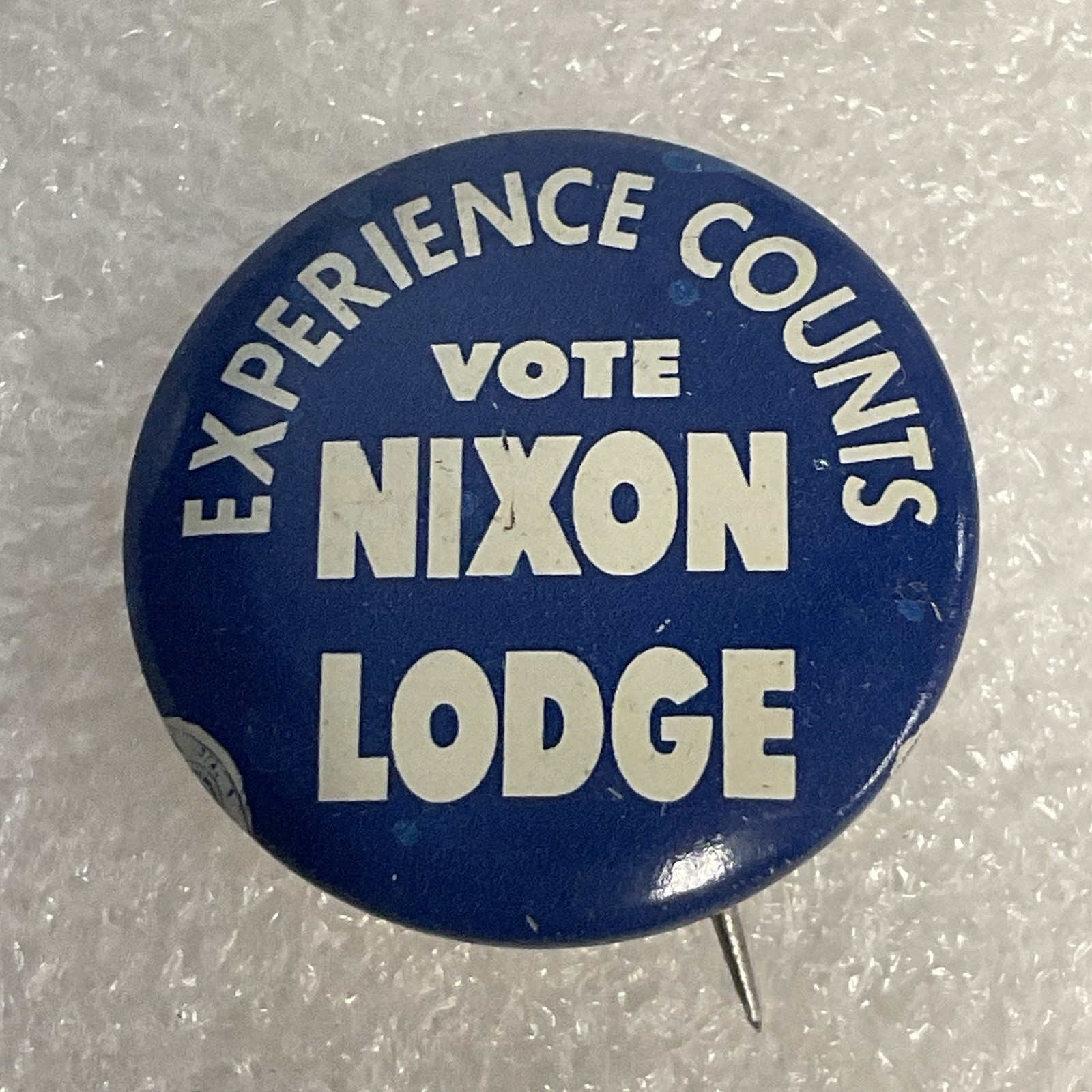 Experience Counts Vote Nixon Lodge Blue & White Vintage 1” Button Pin Pinback - Image 1