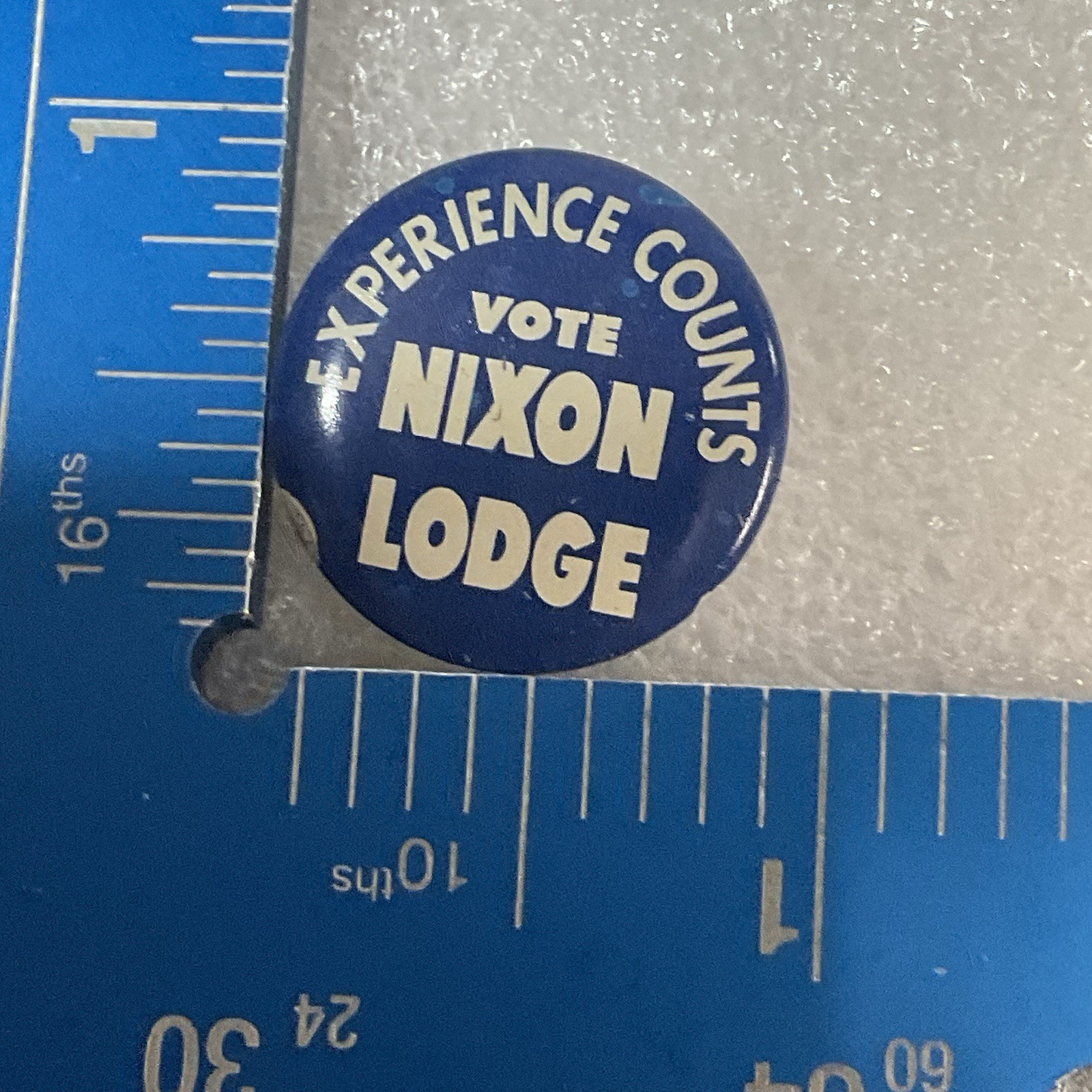 Experience Counts Vote Nixon Lodge Blue & White Vintage 1” Button Pin Pinback - Image 3