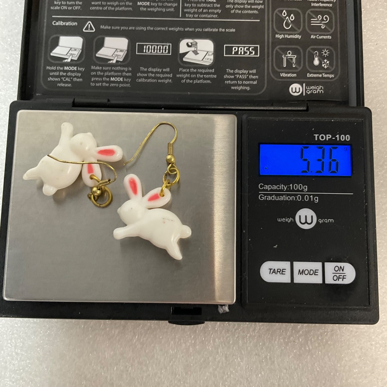 Vintage Bunny Rabbit Dangle Earrings White Pink Ears 1in 5.36g Cute Whimsical - Image 12