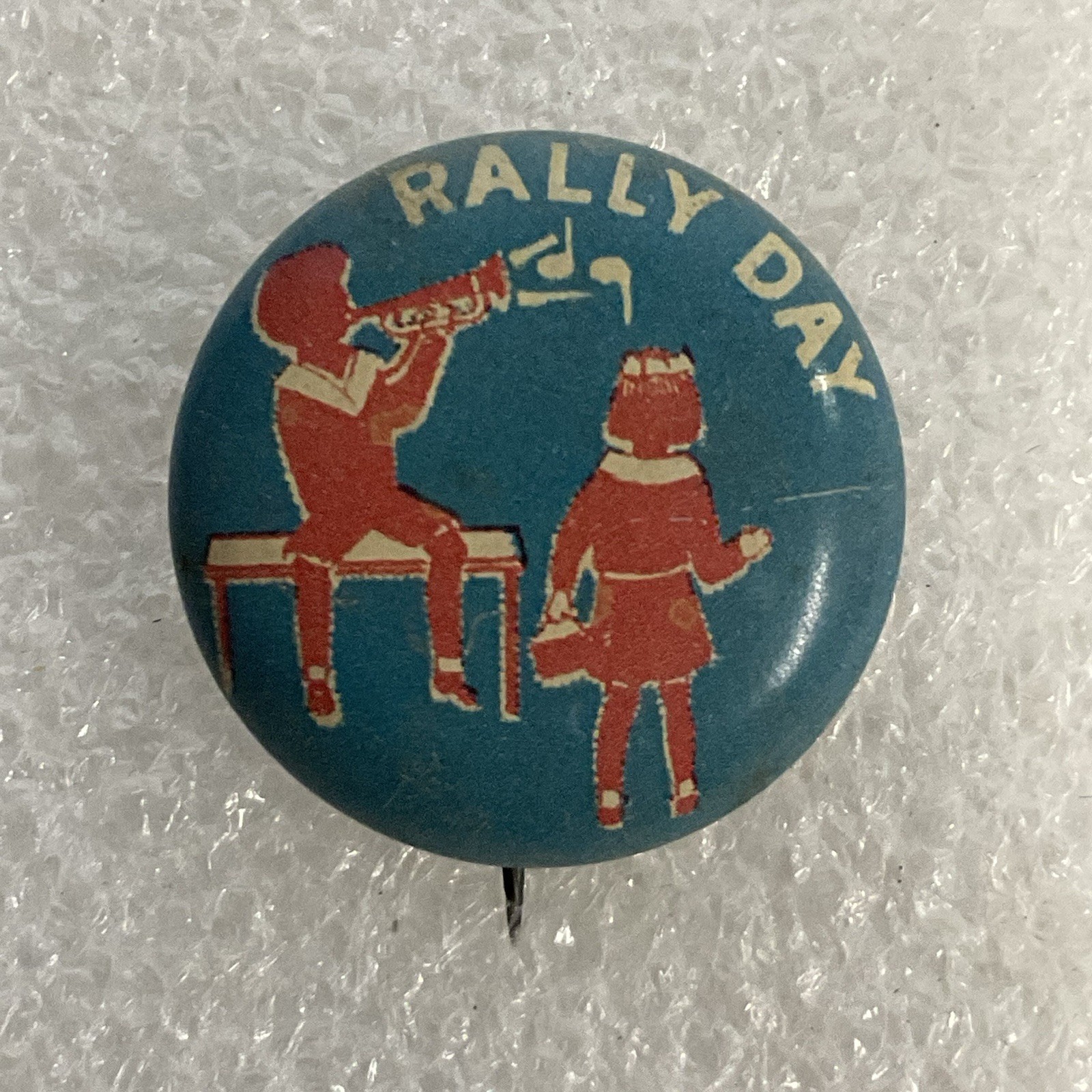 Rally Day .75” Vintage Button Made By Better SS Supply Royal Oak Mich - Image 1