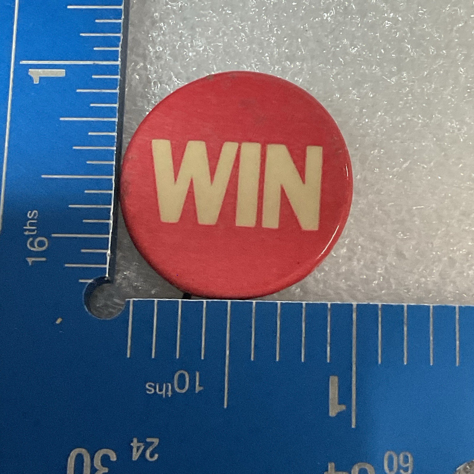 Win Red & White Vintage 1” Button Pin Pinback Made By NG Slater Corp - Image 13