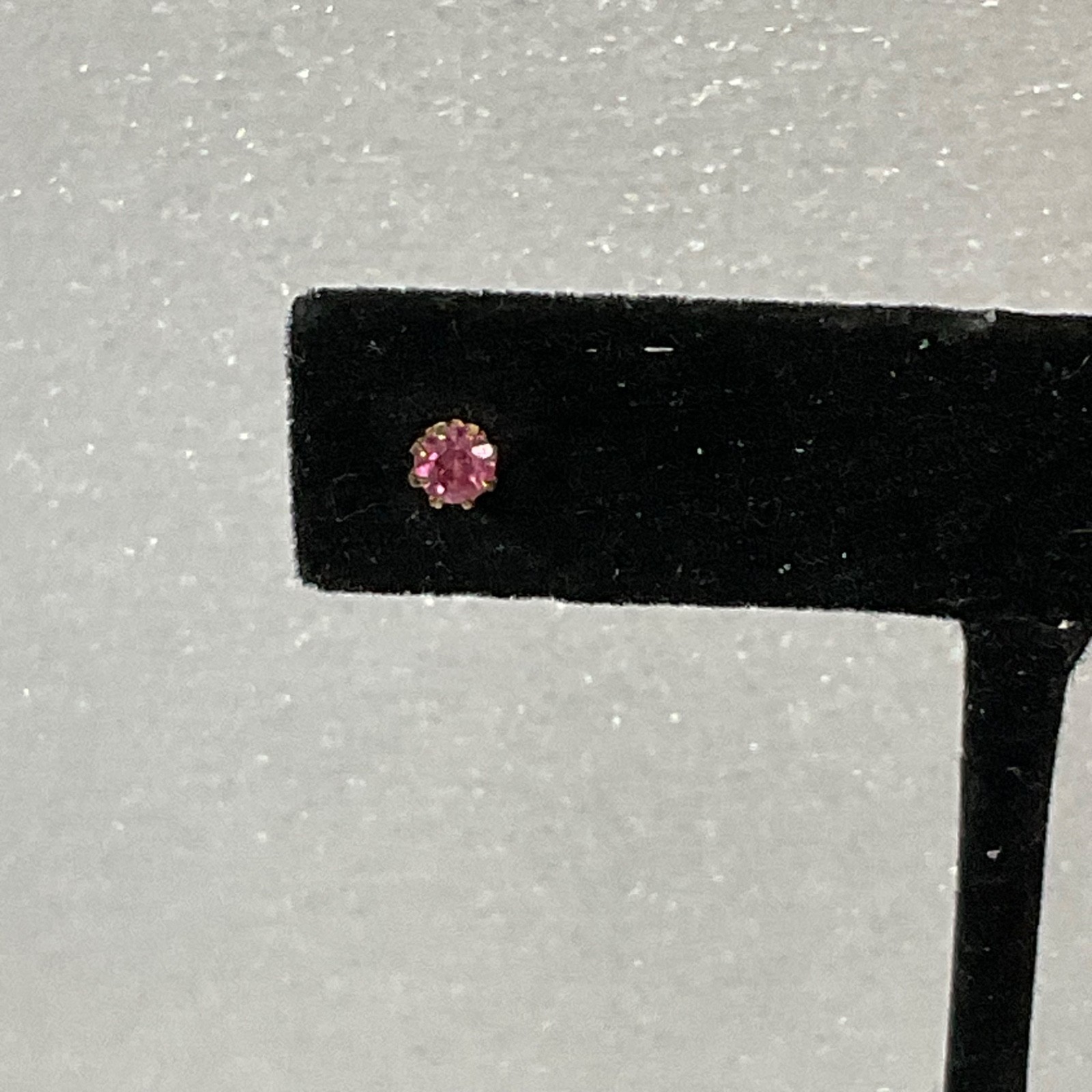 Vintage Pink Stone Stud Earrings Gold Tone Setting 0.47g Small 0.25in - Image 2