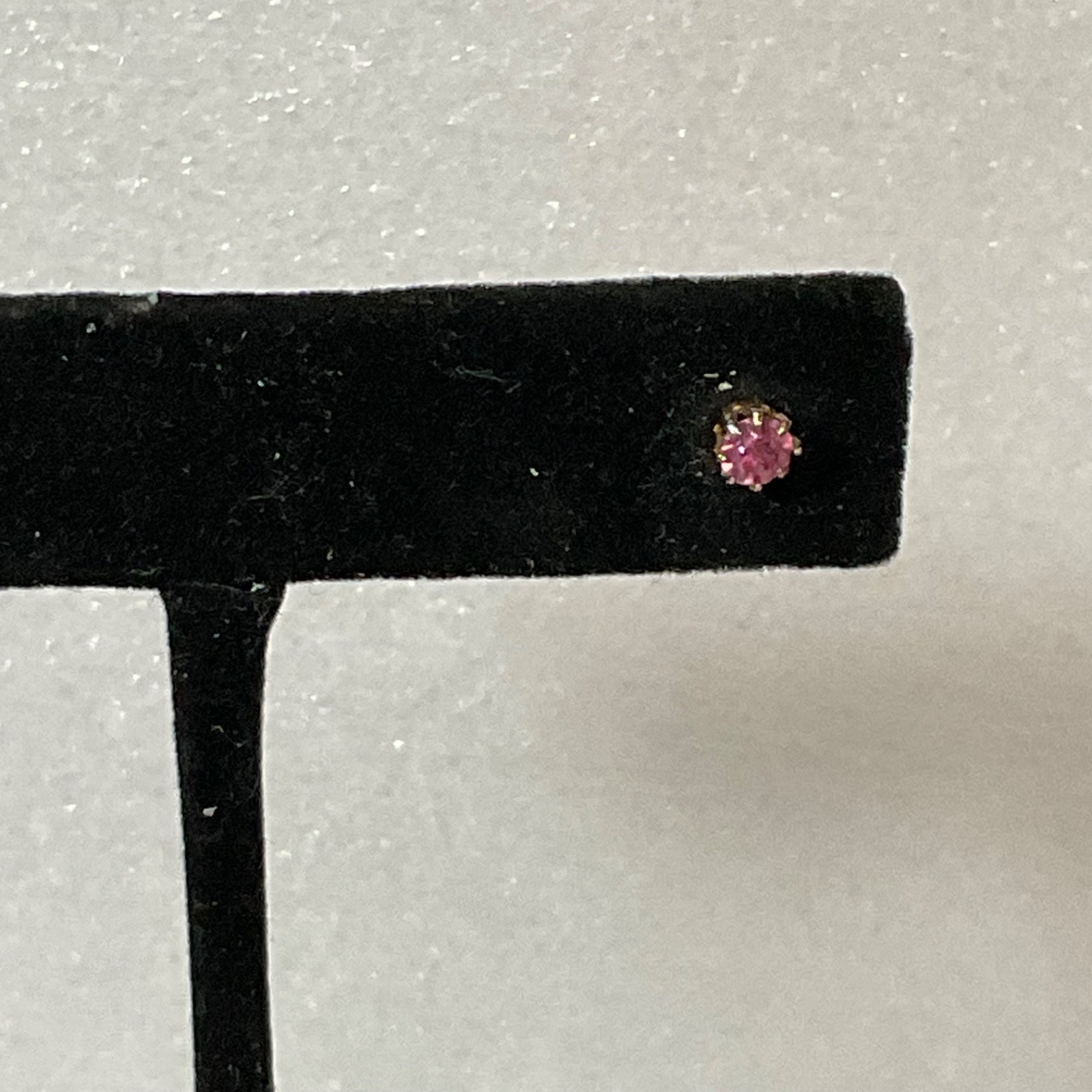 Vintage Pink Stone Stud Earrings Gold Tone Setting 0.47g Small 0.25in - Image 3