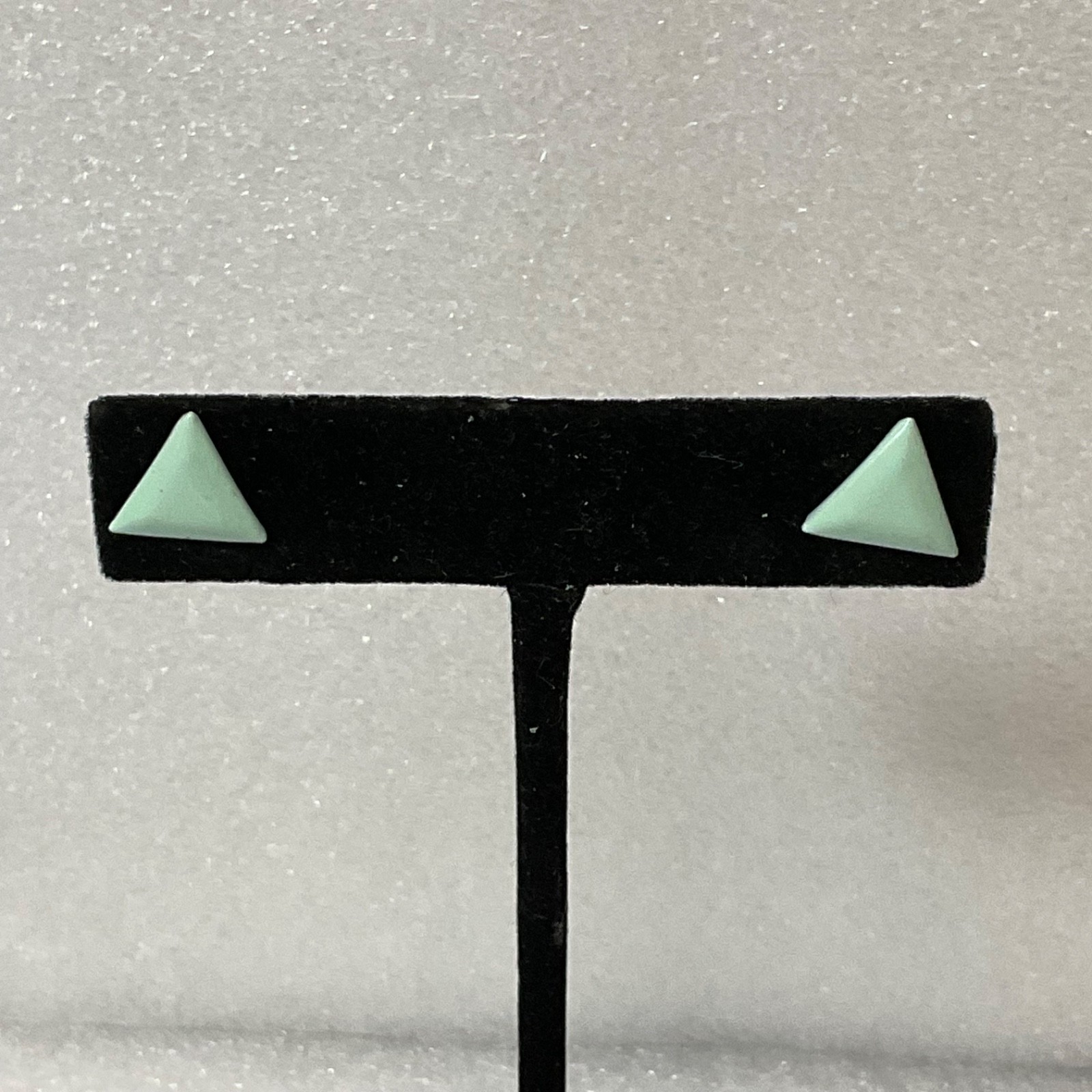 Vintage Mint Green Triangle Stud Earrings 0.5in Geometric Minimalist Jewelry - Image 1