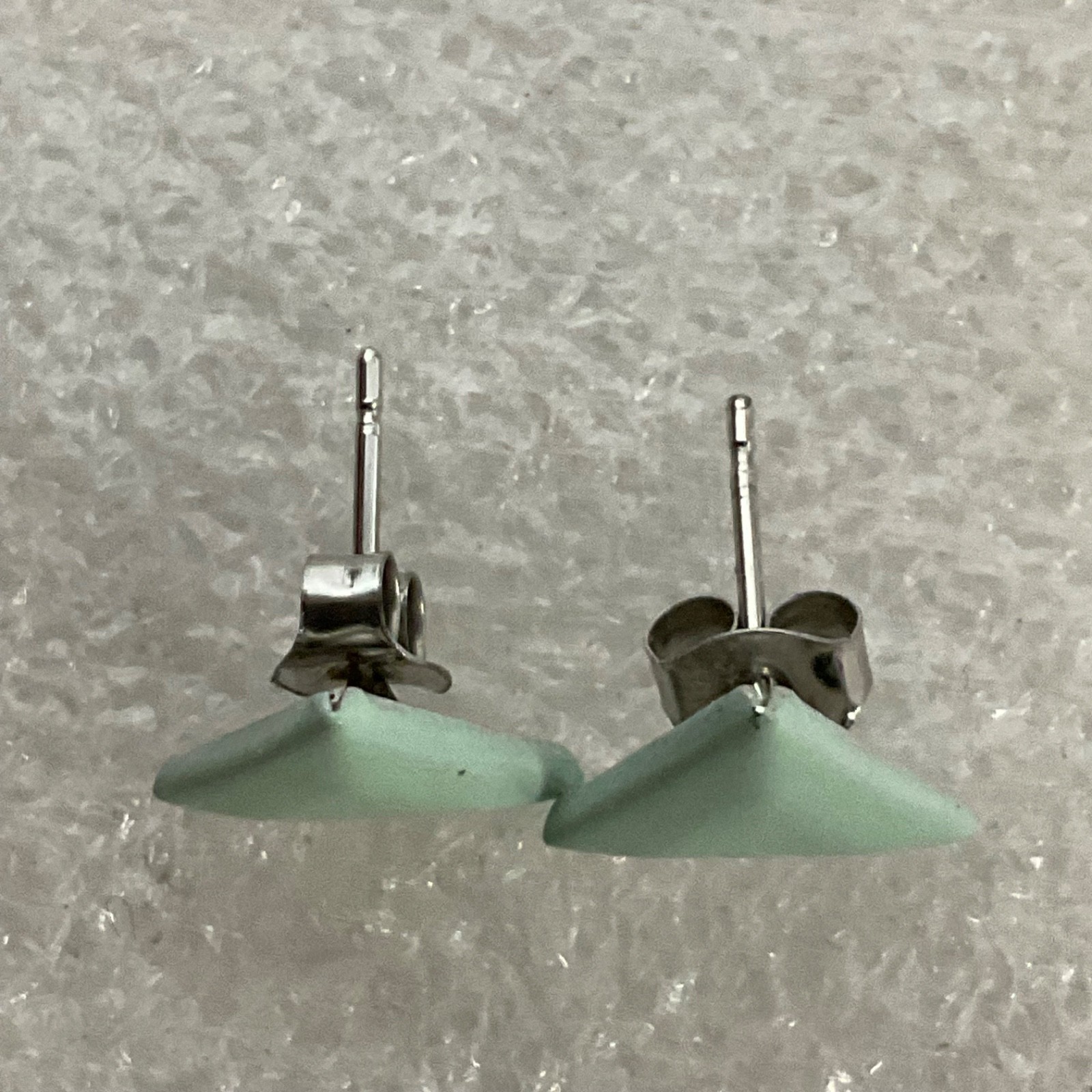 Vintage Mint Green Triangle Stud Earrings 0.5in Geometric Minimalist Jewelry - Image 11