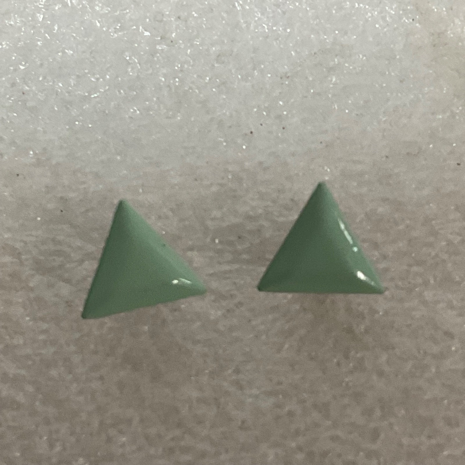 Vintage Mint Green Triangle Stud Earrings 0.5in Geometric Minimalist Jewelry - Image 10