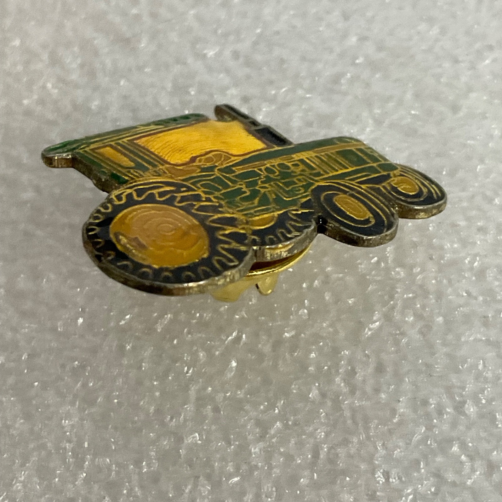 Green Yellow Gold Vintage Tractor Lapel Pin Farm Equipment Collectible Badge - Image 8