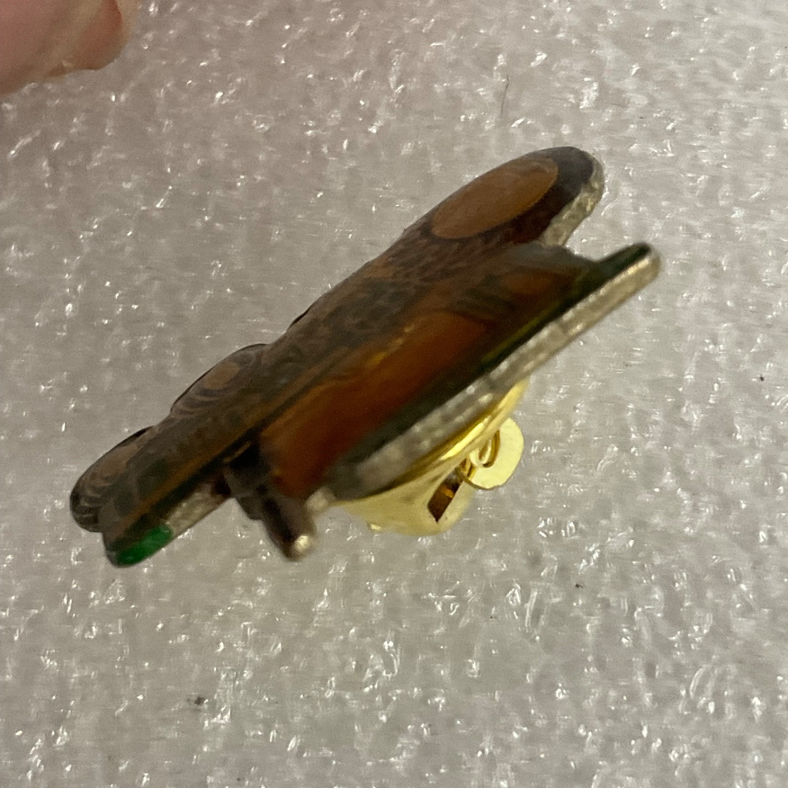 Green Yellow Gold Vintage Tractor Lapel Pin Farm Equipment Collectible Badge - Image 7