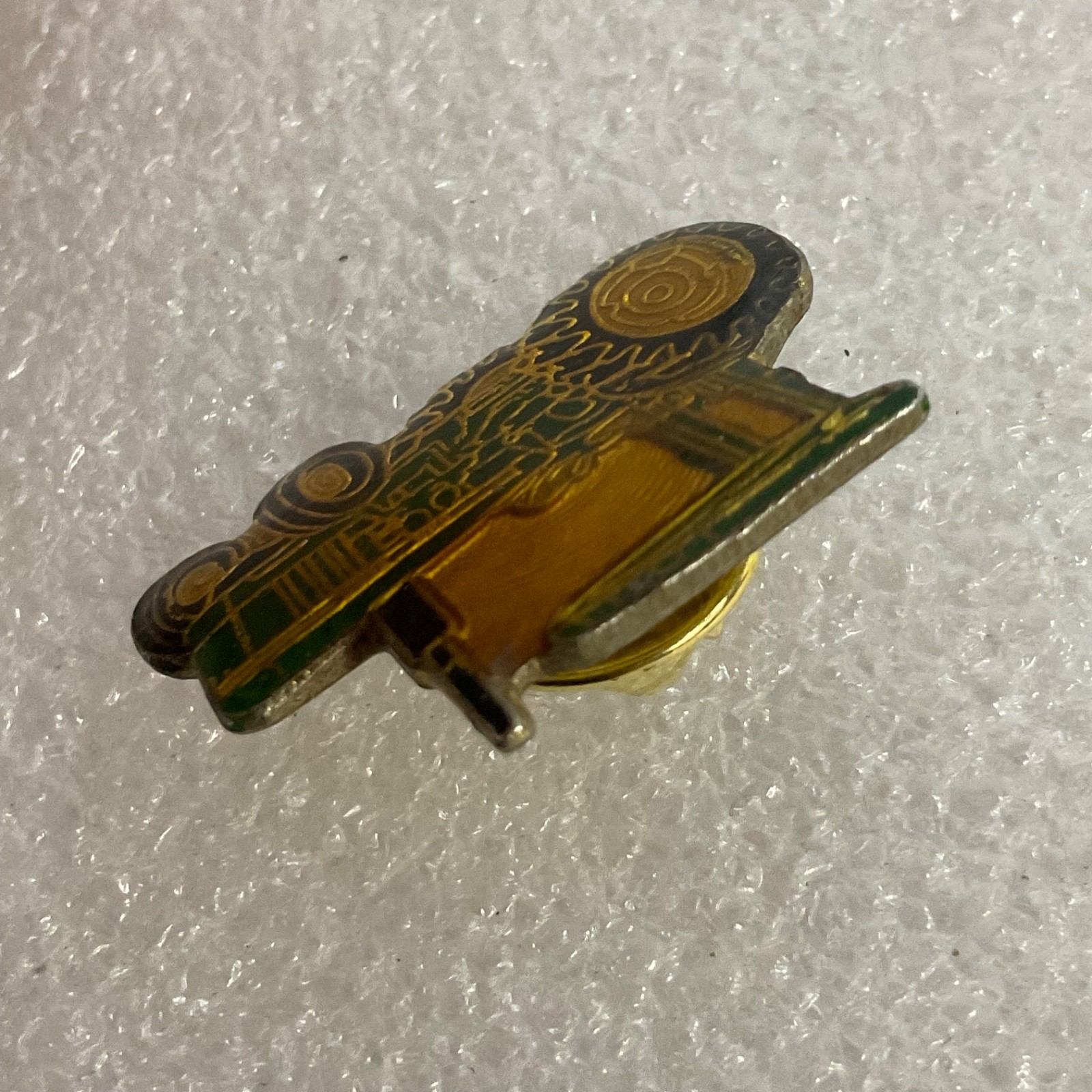 Vintage Green Yellow Gold Tractor Lapel Pin Farm Equipment Collectible Badge - Image 7