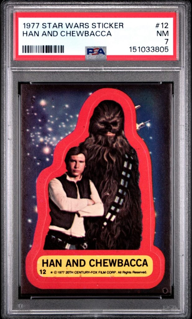 1977 Star Wars Han And Chewbacca Sticker Card #12 PSA 7 CERT#151033805 - Image 1