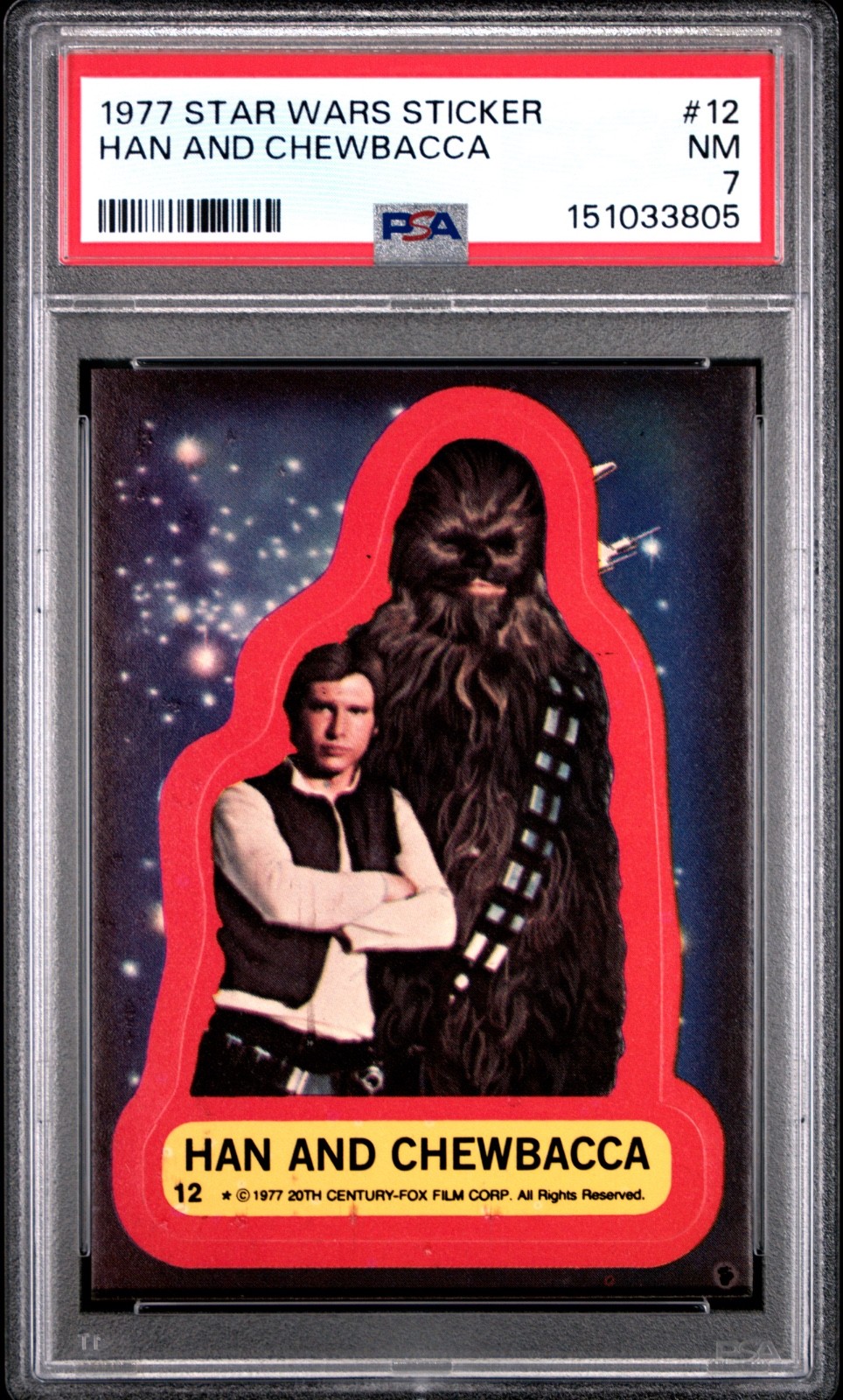 1977 Star Wars Han And Chewbacca Sticker Card #12 PSA 7 CERT#151033805 - Image 1